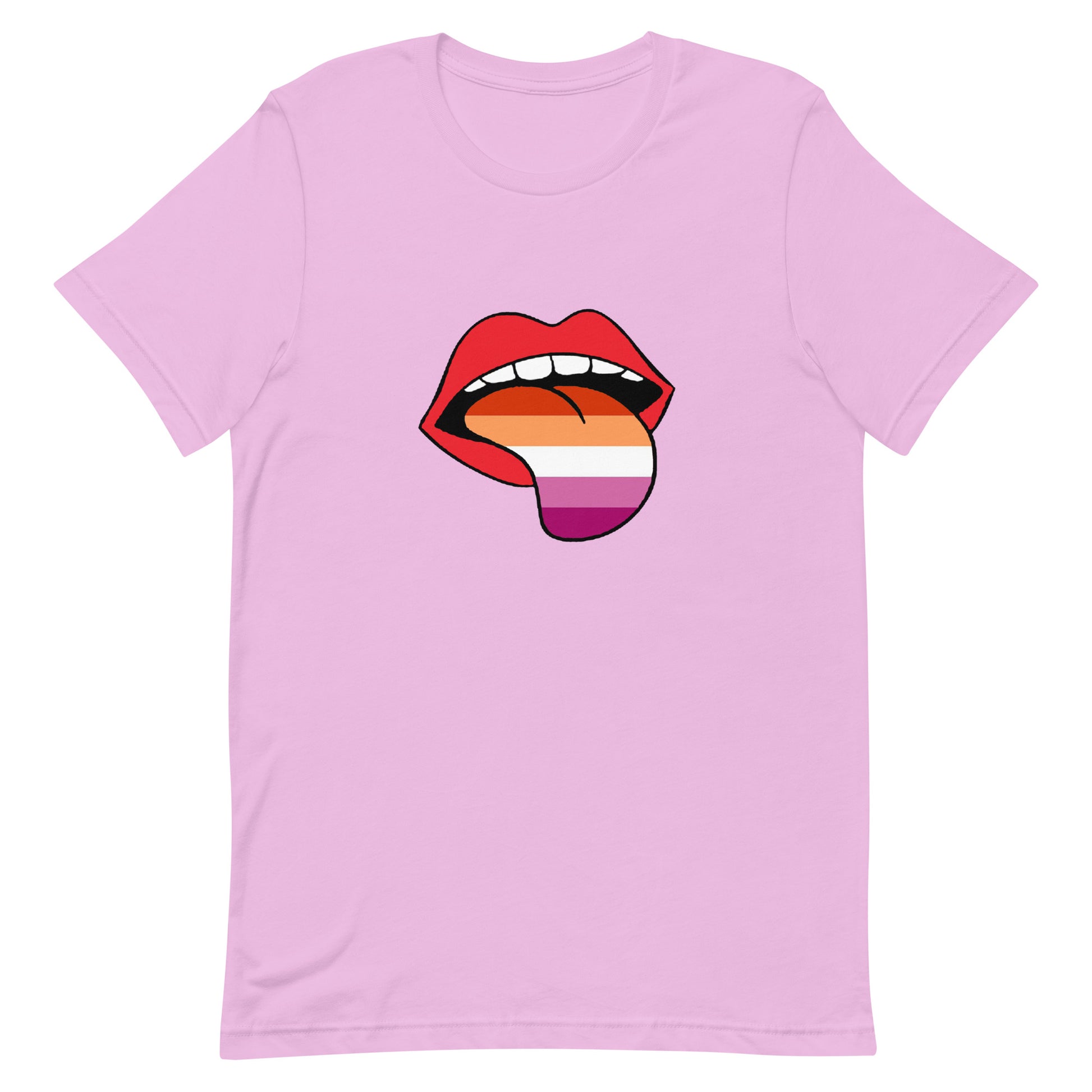 Lesbian Pride T-Shirt - Tongue Lilac Lesbian unisex-staple-t-shirt-lilac-front-63ba2093b371e