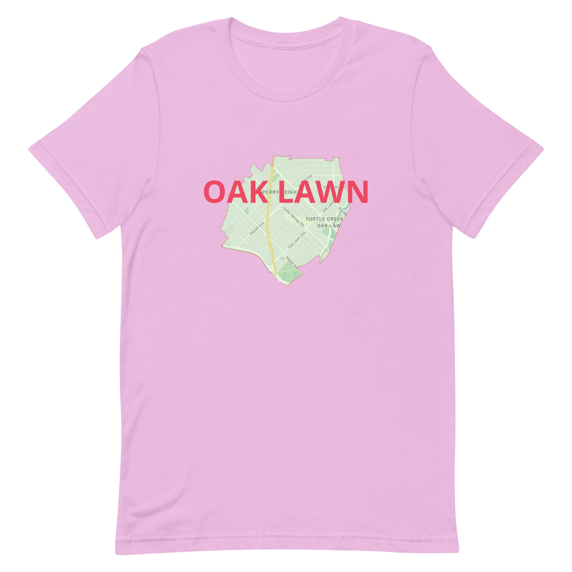 Dallas Texas Oak Lawn Street Map Tee Shirt - Dallas Texas Lilac unisex-staple-t-shirt-lilac-front-63ba2ef37bca8