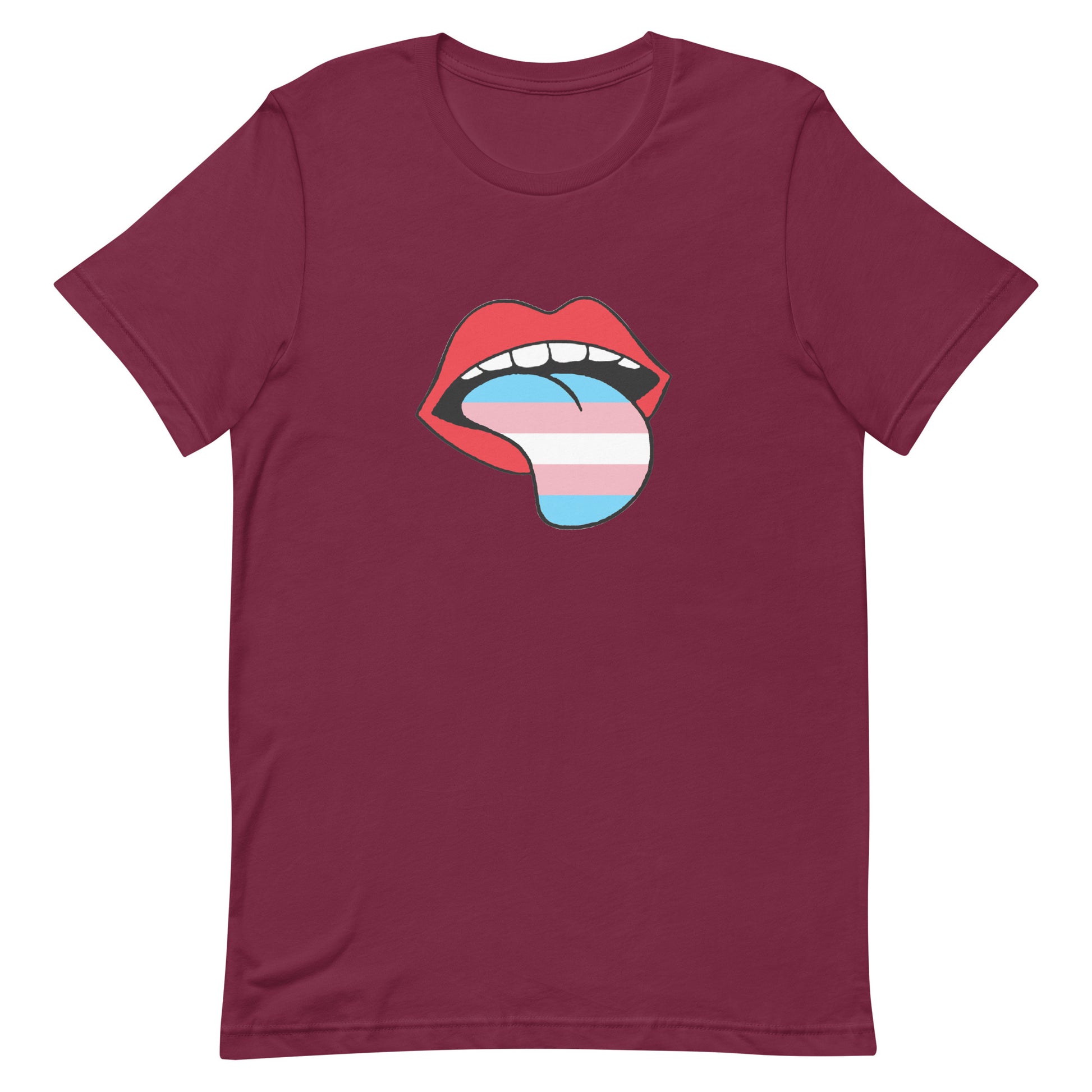 Transgender Trans Pride T-Shirt - Tongue Maroon Transgender unisex-staple-t-shirt-maroon-front-63b4b959301cd