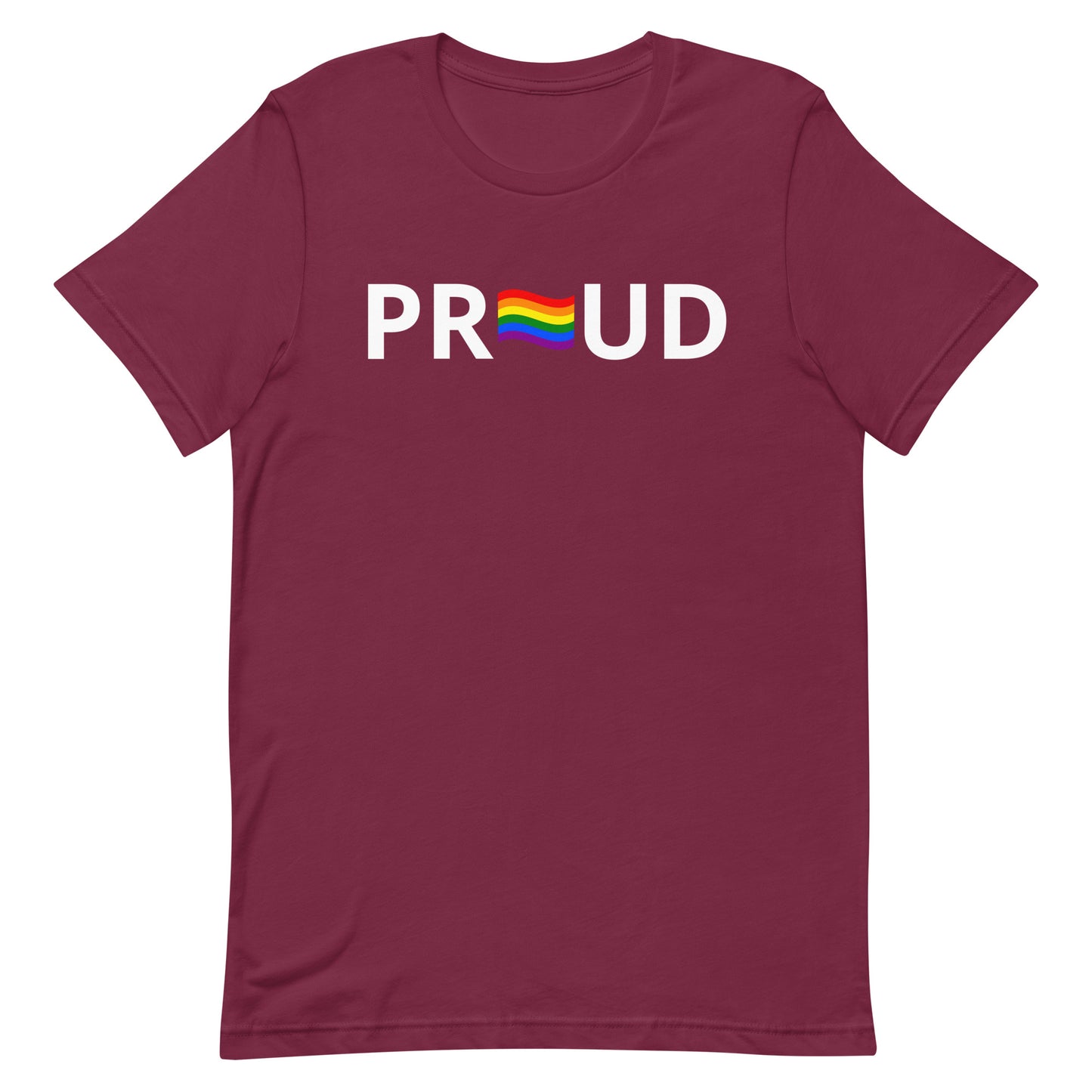 LGBTQ Pride T-Shirt - "Proud" Maroon Pride unisex-staple-t-shirt-maroon-front-63b76e312c4ab