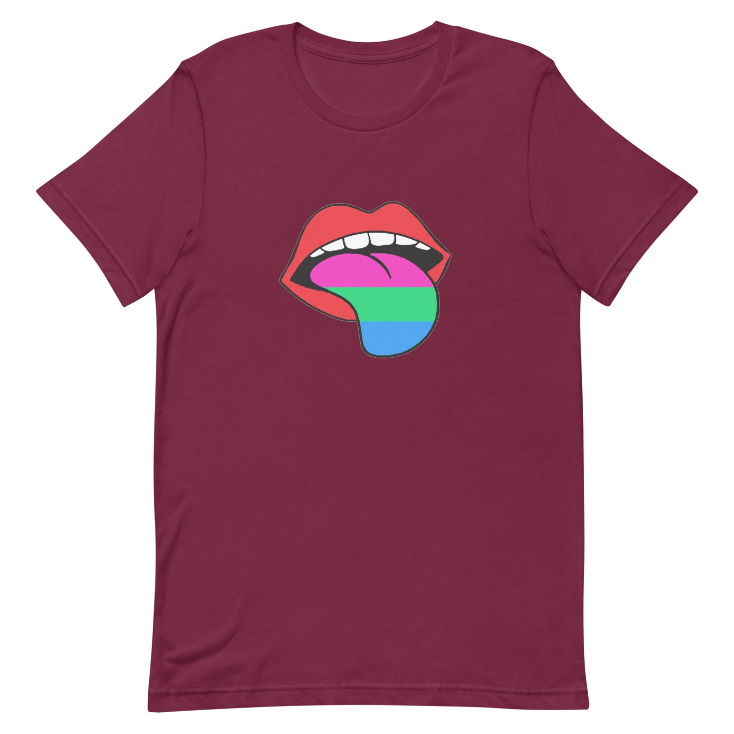 Polysexual Poly Pride T-Shirt - Tongue Maroon Polysexual unisex-staple-t-shirt-maroon-front-63ba1cf4a42dc