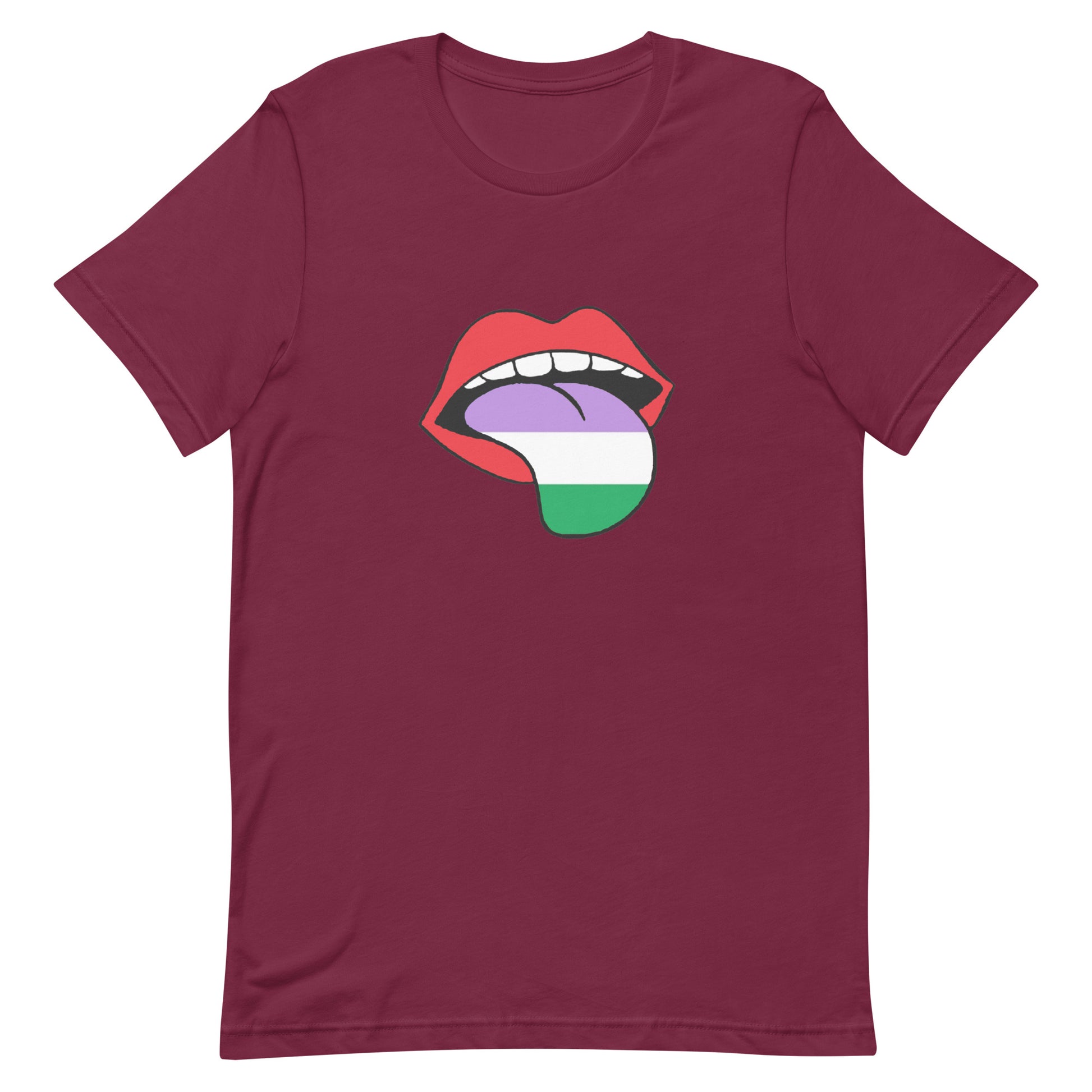 Genderqueer Pride Shirt - Tongue Maroon Genderqueer unisex-staple-t-shirt-maroon-front-63ba1e1e9852f