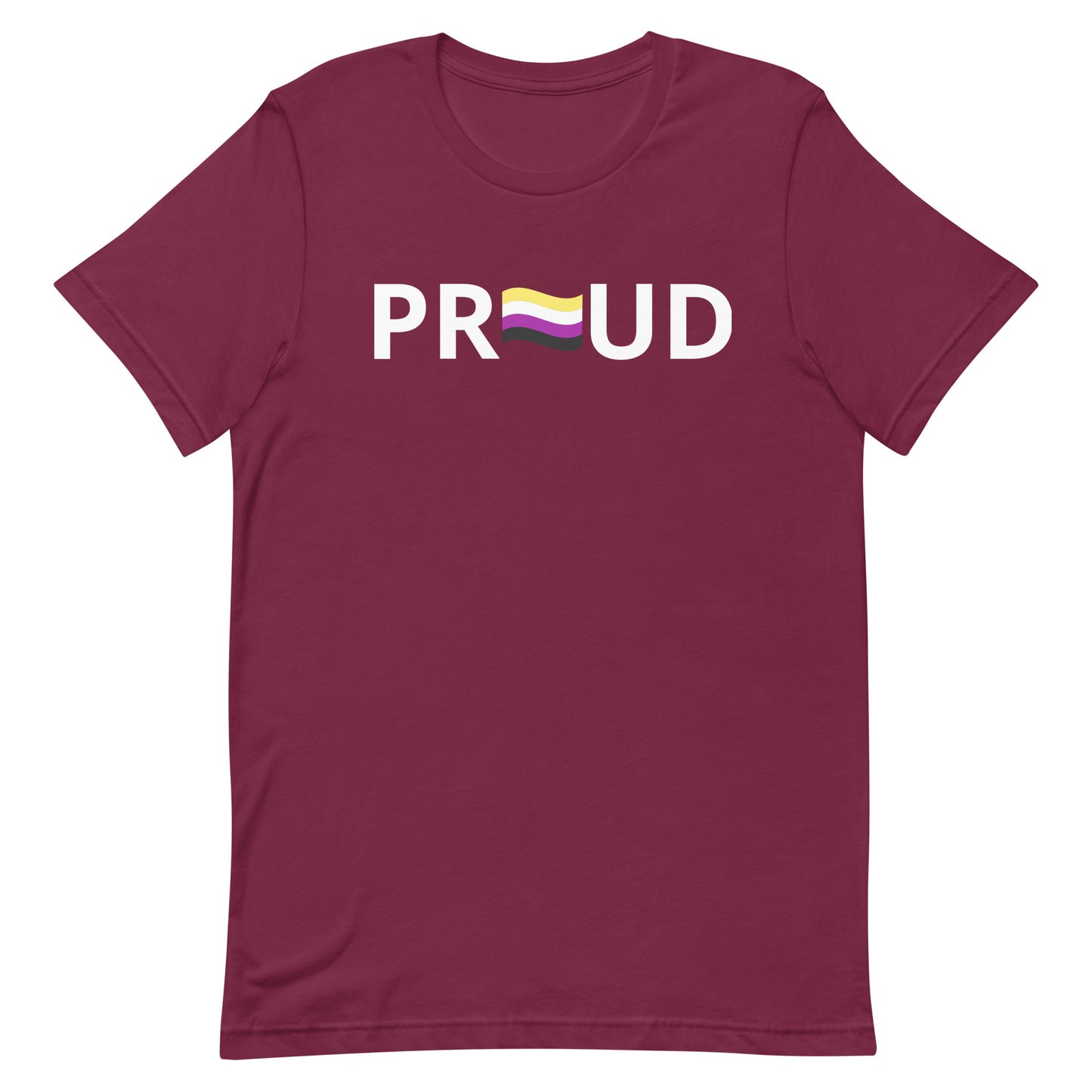 Nonbinary Enby Pride T-shirt - Proud Maroon Nonbinary unisex-staple-t-shirt-maroon-front-63ba376819b18