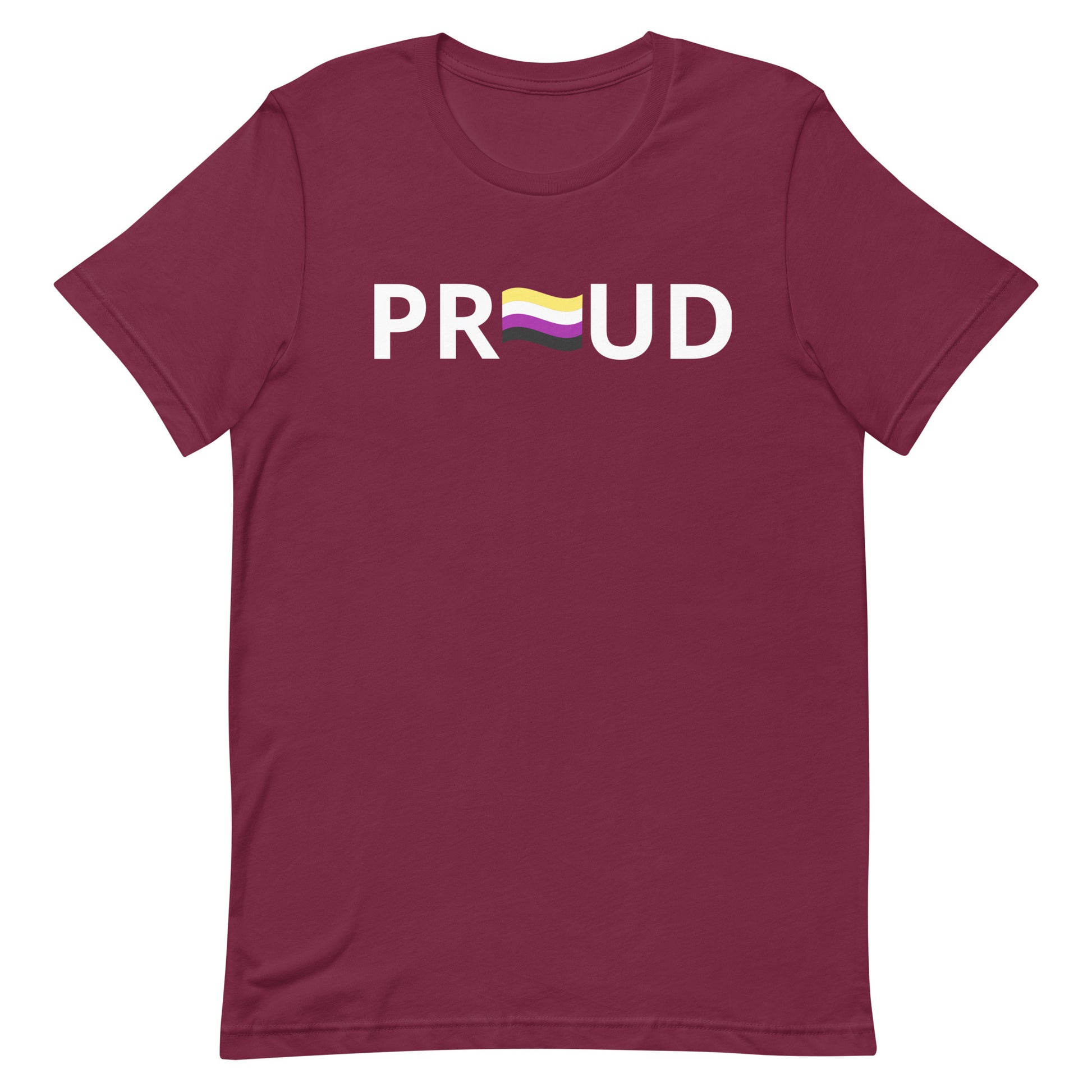 Nonbinary Enby Pride T-shirt - Proud Maroon Nonbinary unisex-staple-t-shirt-maroon-front-63ba376819b18