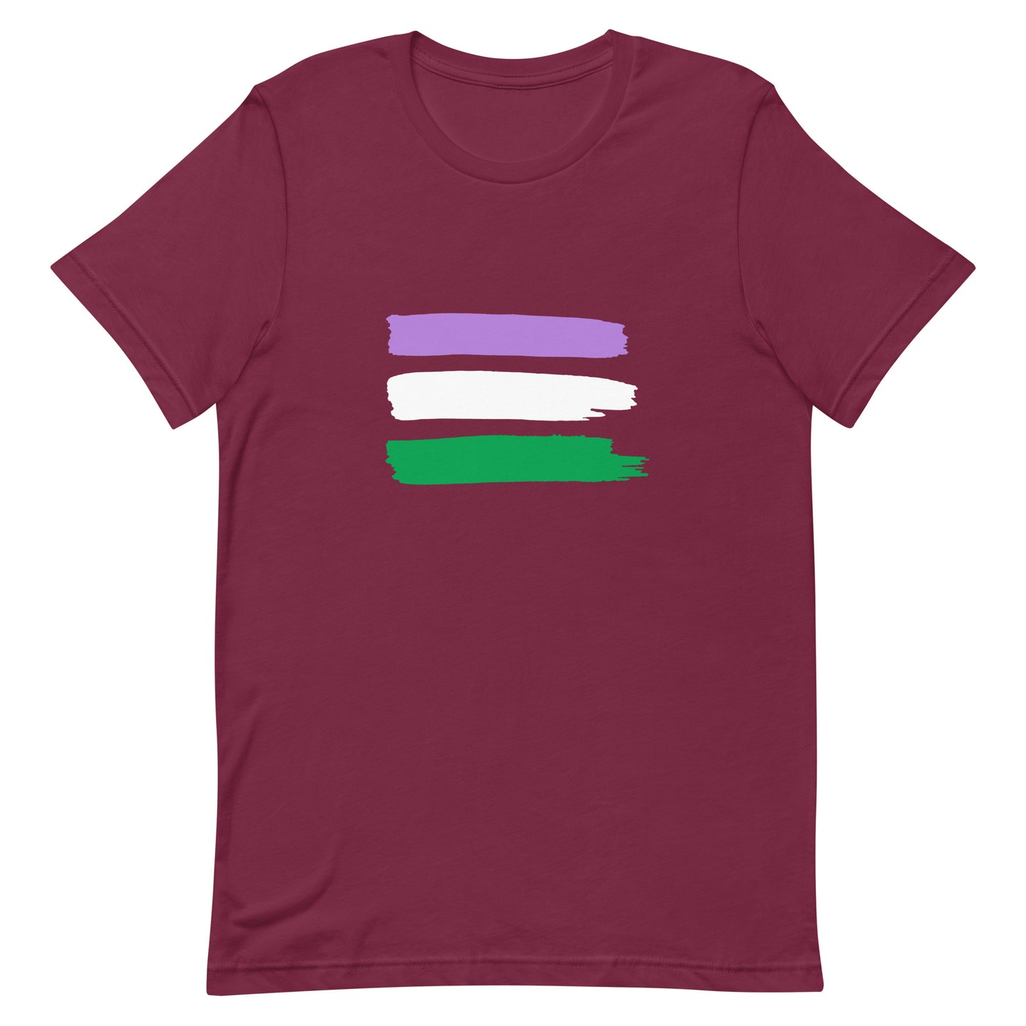 Genderqueer Pride Shirt - Paint Stripe Maroon Genderqueer unisex-staple-t-shirt-maroon-front-63ec39a0670ea