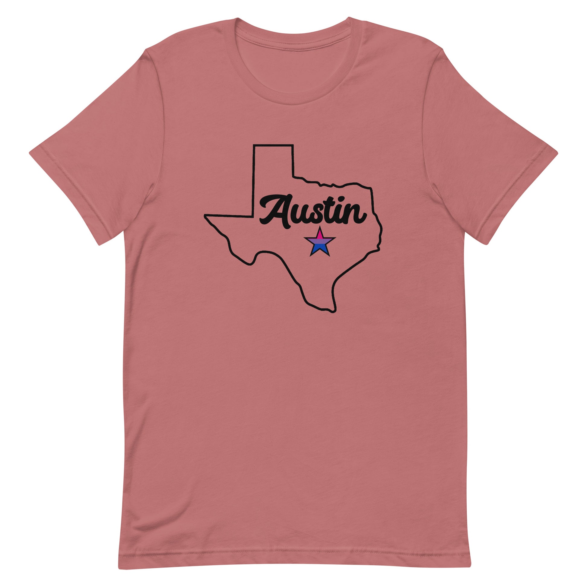 Austin Texas Bisexual Star Tee Mauve Bisexual unisex-staple-t-shirt-mauve-front-63b4cc27cd691