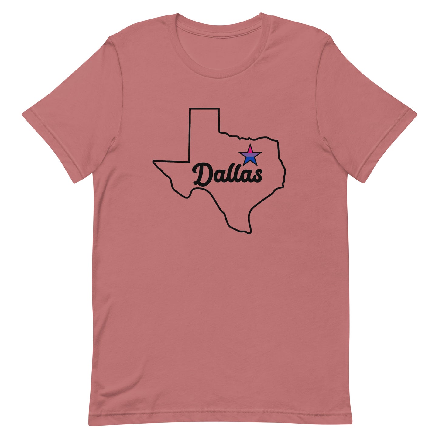 Dallas Texas Bisexual Star Tee Mauve Bisexual unisex-staple-t-shirt-mauve-front-63b6289109592