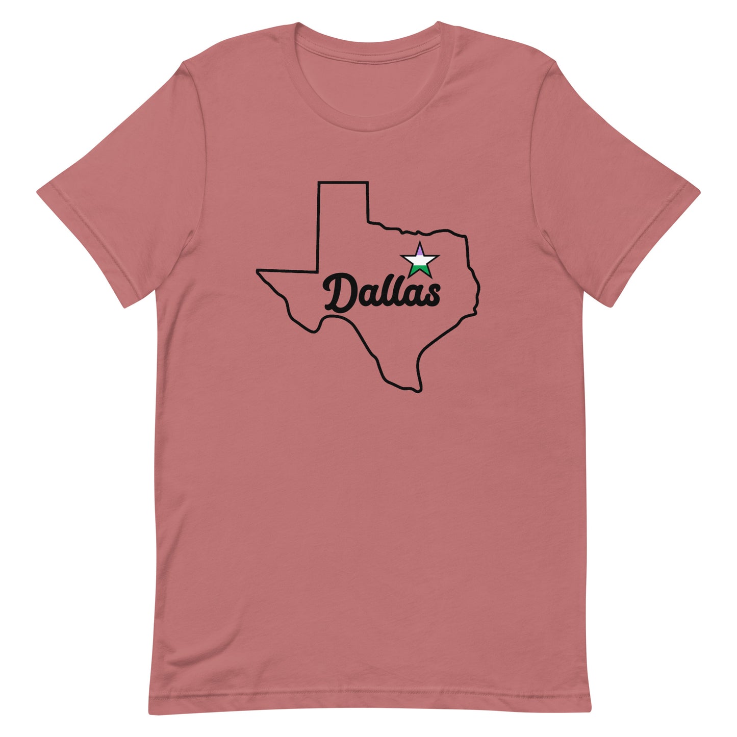 Dallas Texas Genderqueer Star Tee Mauve Genderqueer unisex-staple-t-shirt-mauve-front-63b62933cb6a0