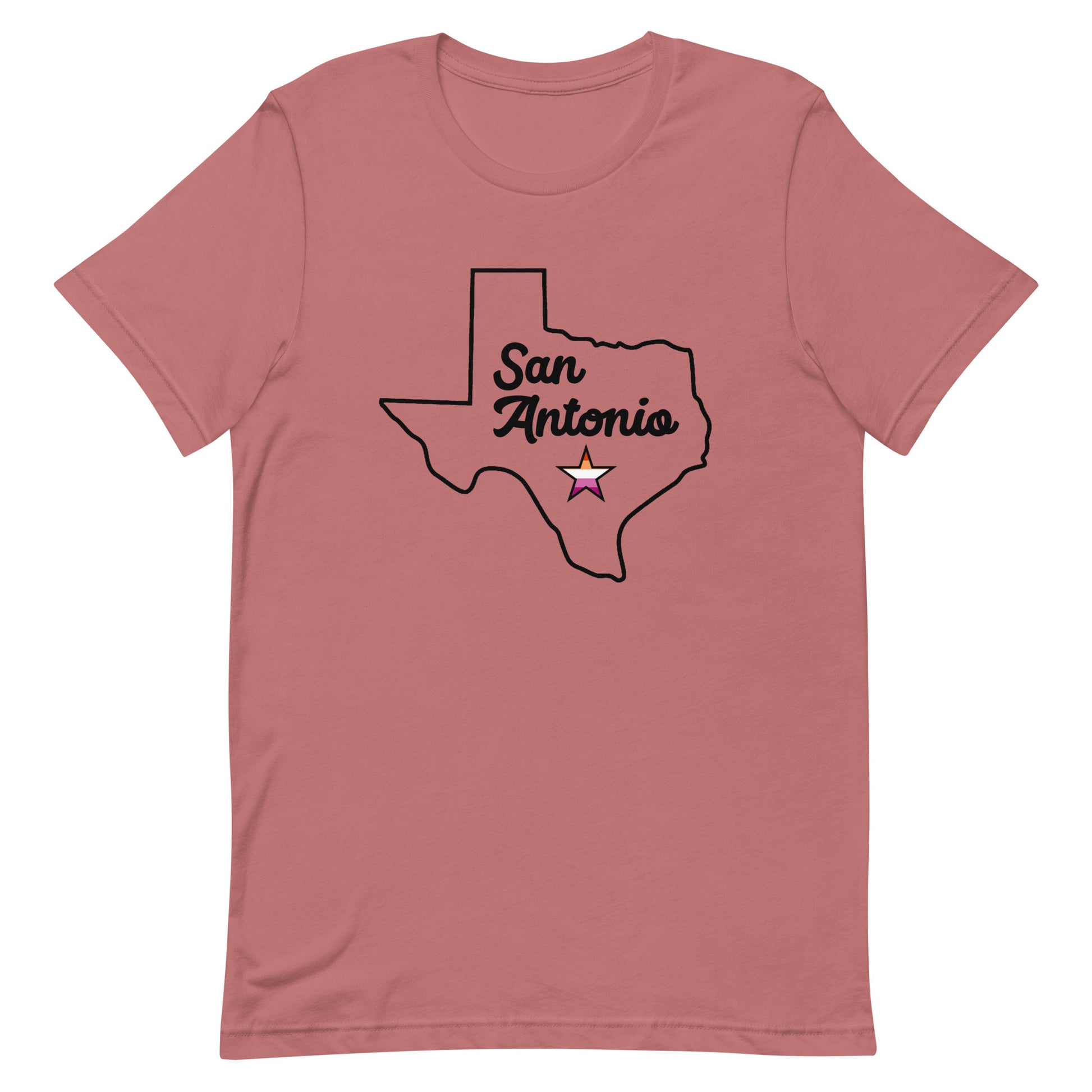 San Antonio Texas Lesbian Star Tshirt Mauve Lesbian unisex-staple-t-shirt-mauve-front-63b7710ebc09f