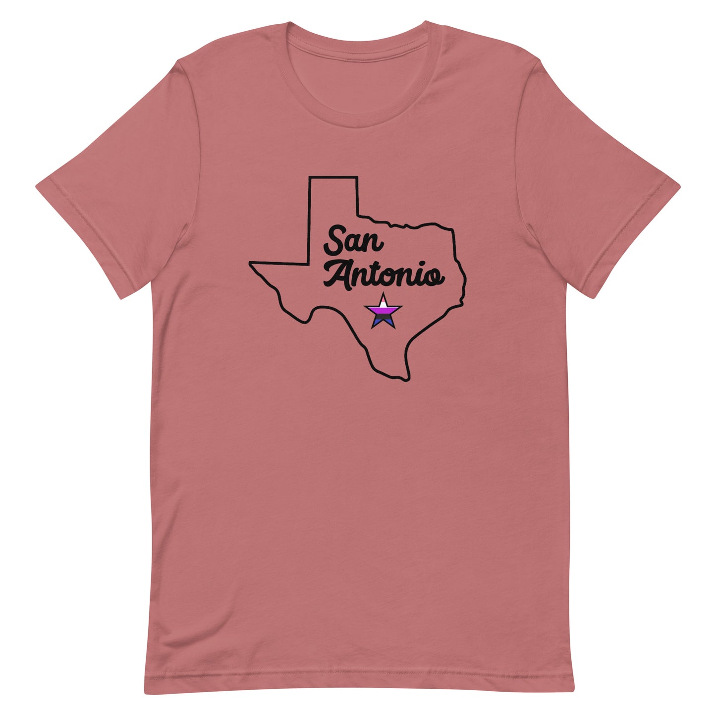 San Antonio Texas Genderfluid Star T-shirt Mauve Genderfluid unisex-staple-t-shirt-mauve-front-63b776e5cf21a