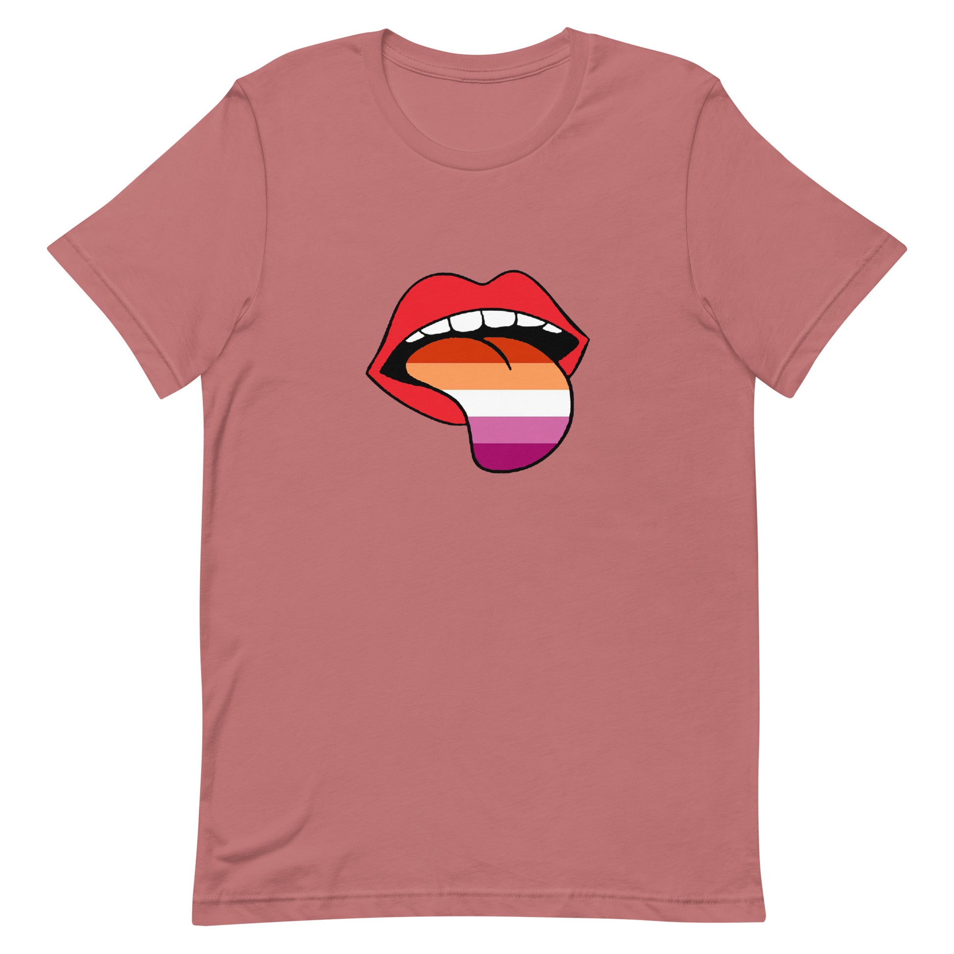 Lesbian Pride T-Shirt - Tongue Mauve Lesbian unisex-staple-t-shirt-mauve-front-63ba2093b0321