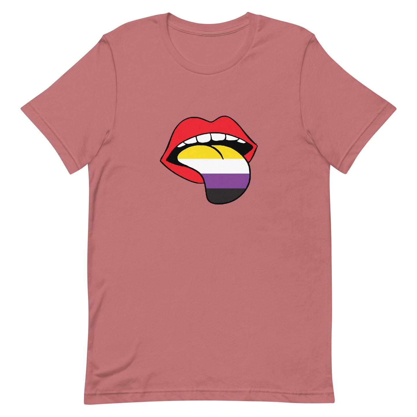 Nonbinary Enby Pride T-Shirt - Tongue Mauve Nonbinary unisex-staple-t-shirt-mauve-front-63ba227675a97