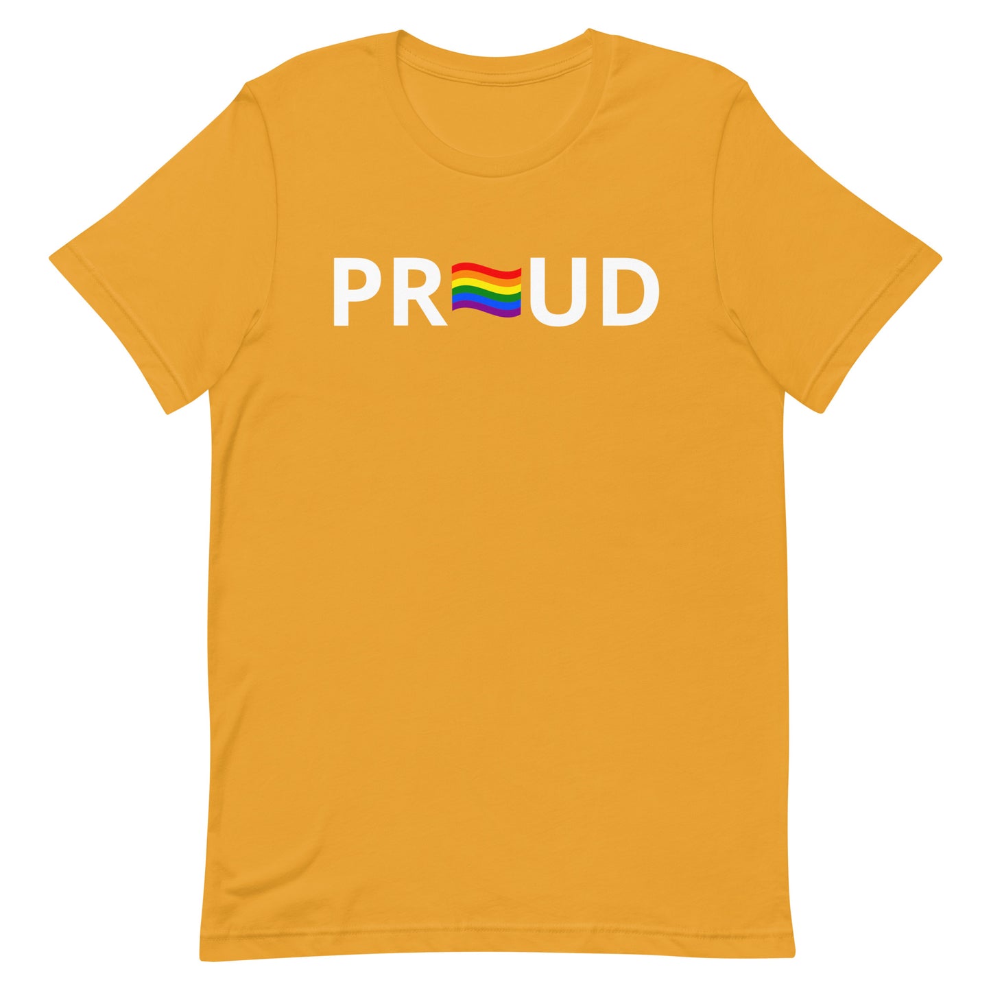 LGBTQ Pride T-Shirt - "Proud" Mustard Pride unisex-staple-t-shirt-mustard-front-63b76e313de5d