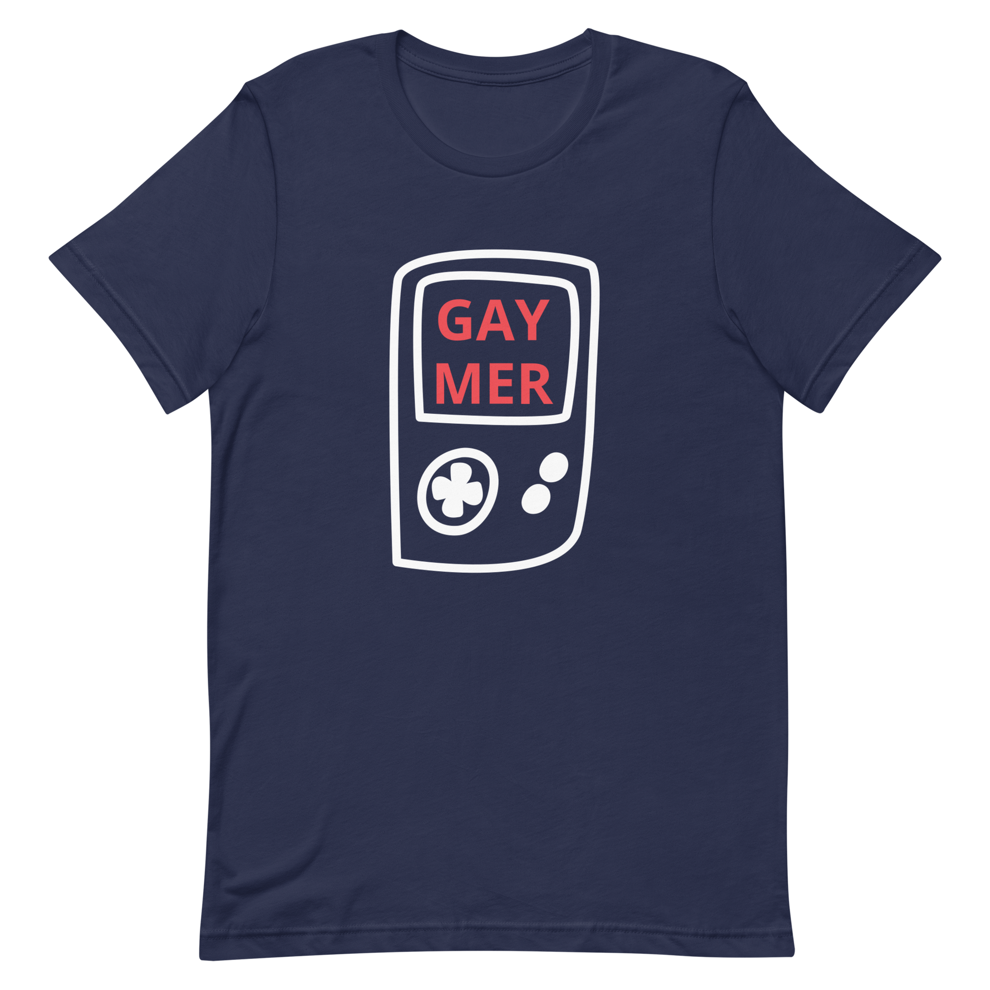 Gaymer Handheld Tee Navy Gay unisex-staple-t-shirt-navy-front-6302c9f0a548e