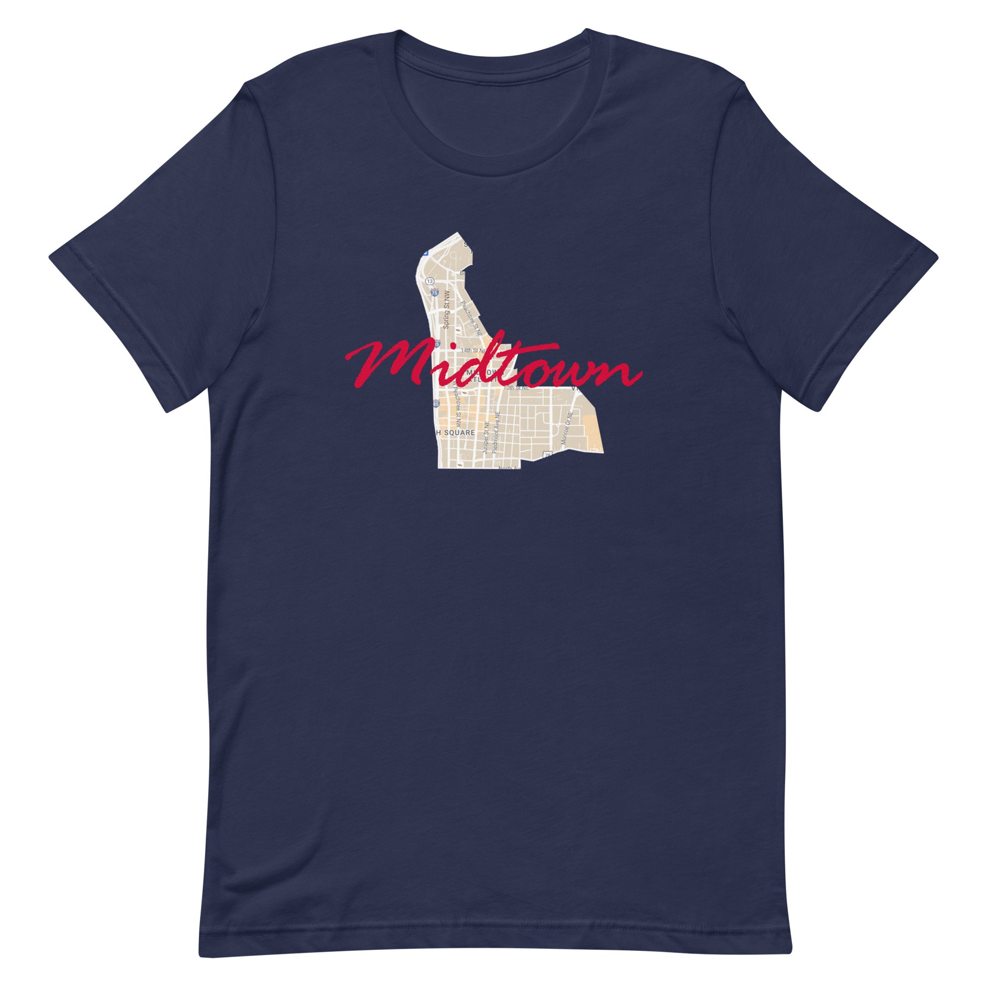 Atlanta Georgia Midtown Street Map Tee Navy unisex-staple-t-shirt-navy-front-63b398f08cebc