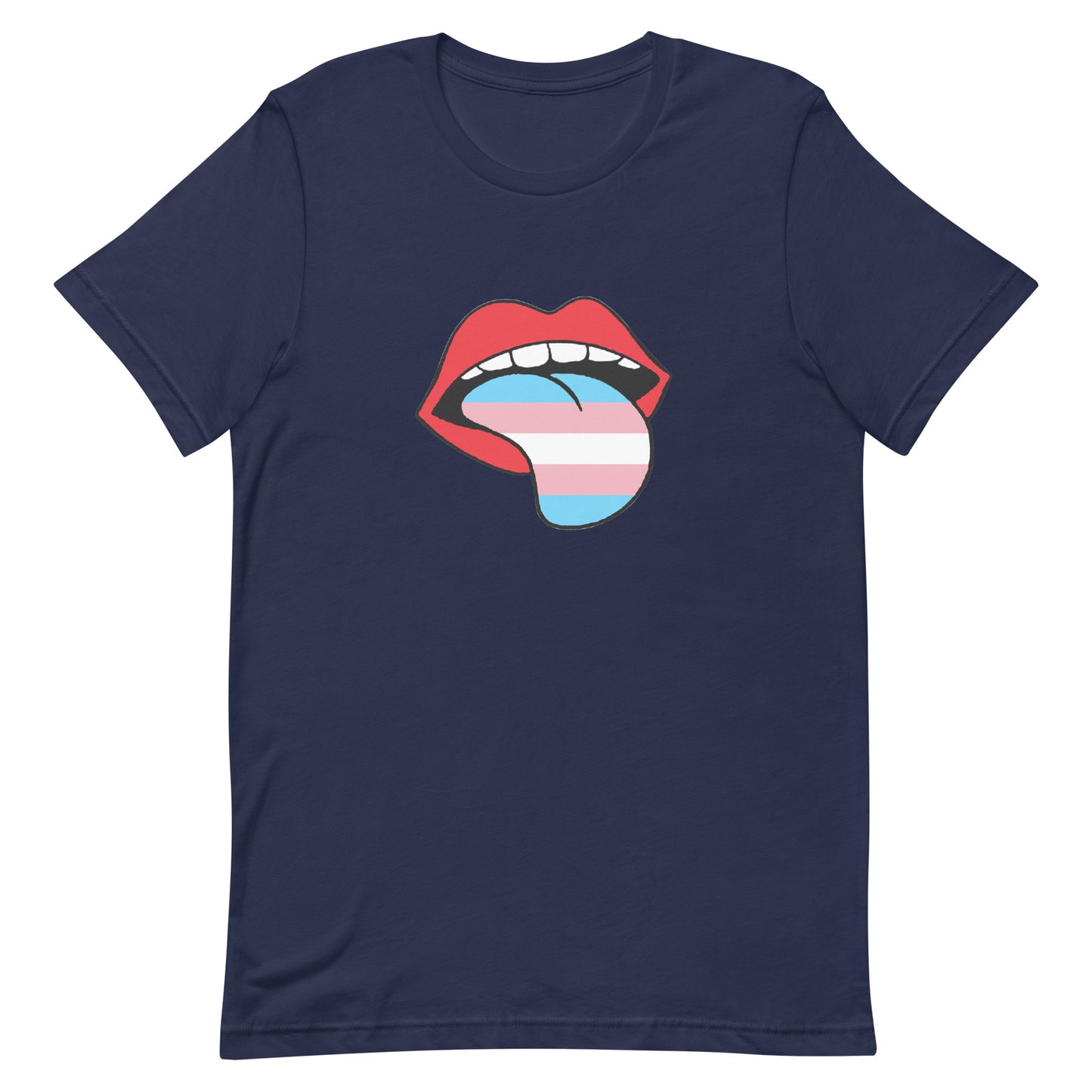 Transgender Trans Pride T-Shirt - Tongue Navy Transgender unisex-staple-t-shirt-navy-front-63b4b9592f076