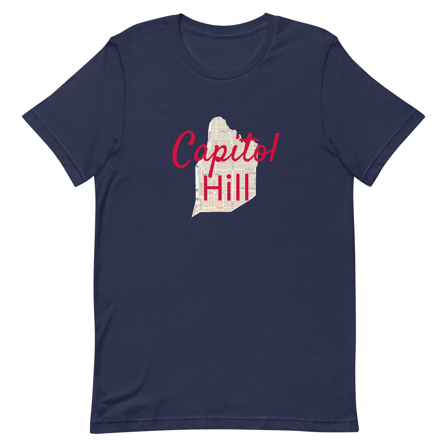 Seattle Washington Capitol Hill Street Map T-shirt Navy unisex-staple-t-shirt-navy-front-63b4e8fb869d5