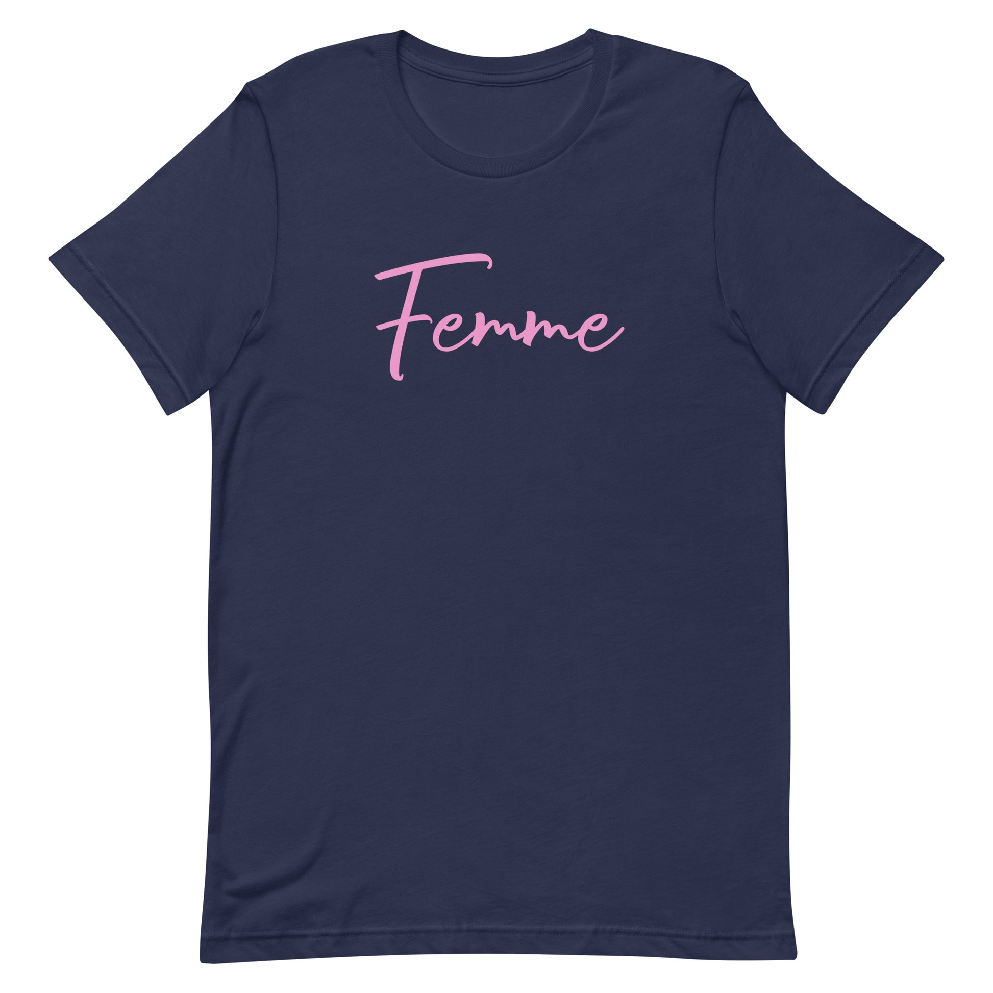 Lesbian Pride T-Shirt - Femme Navy Lesbian unisex-staple-t-shirt-navy-front-63b76de138e55