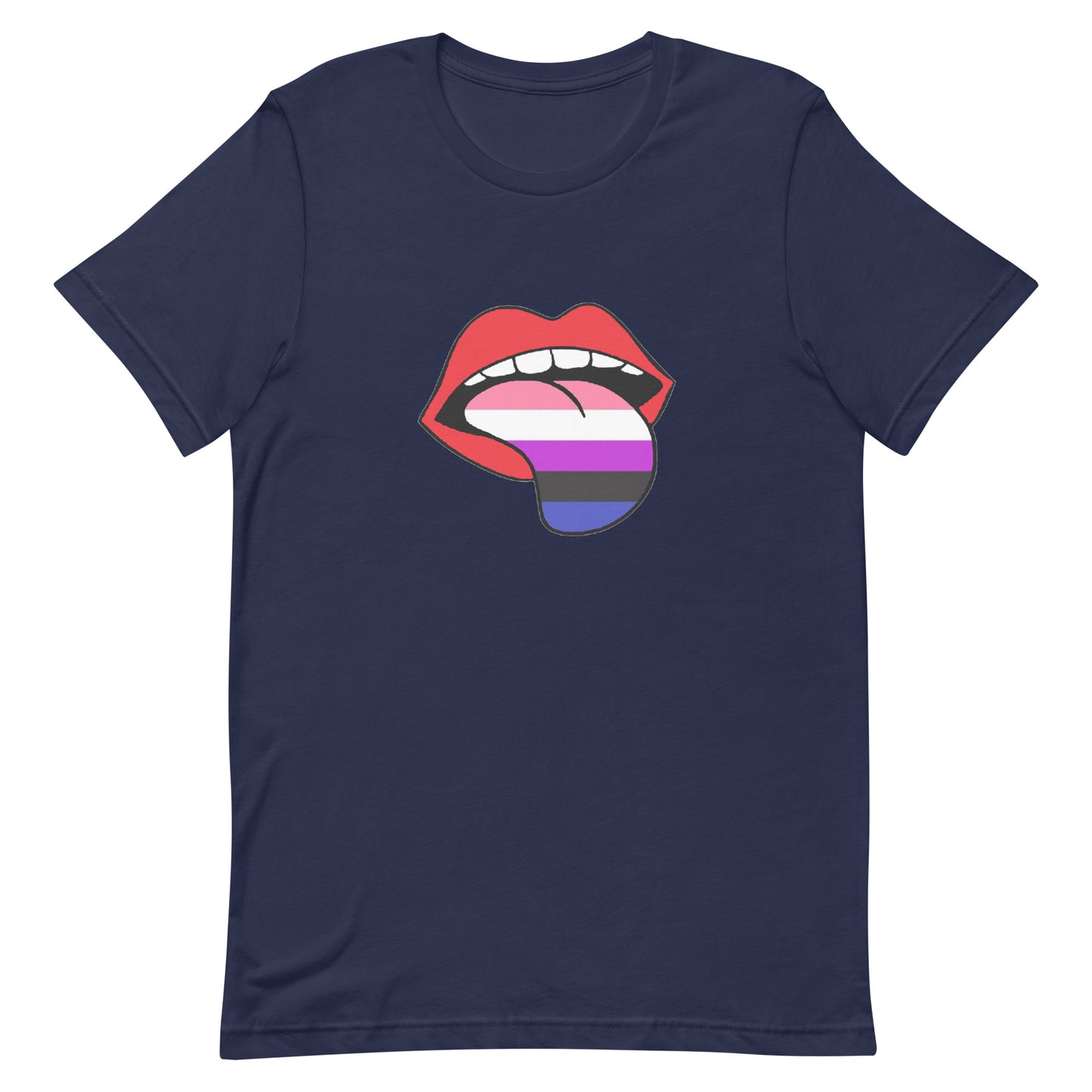 Genderfluid Pride Shirt - Tongue Navy Genderfluid unisex-staple-t-shirt-navy-front-63b77f7fc0a3e