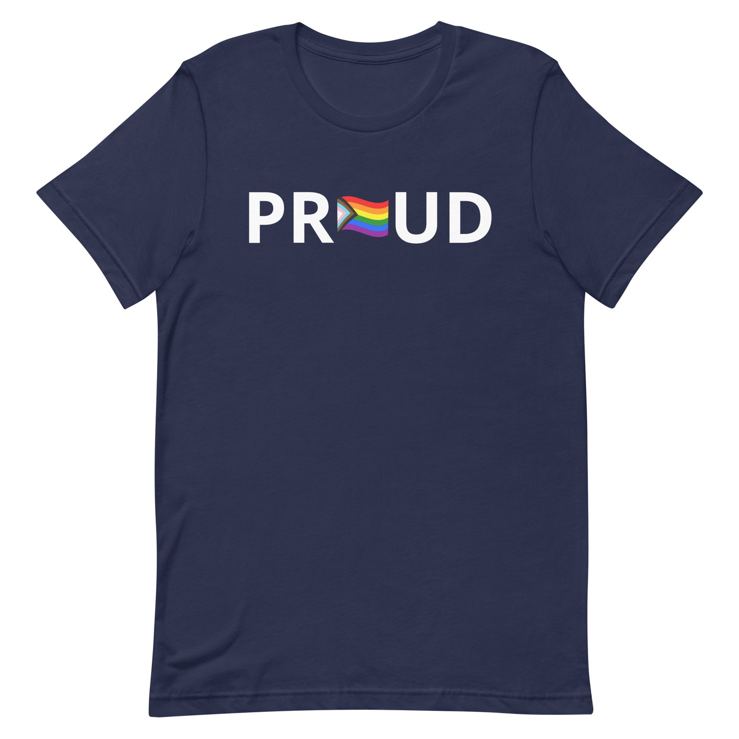 LGBTQ Pride T-Shirt - Progress Pride Proud Navy Pride unisex-staple-t-shirt-navy-front-63b9da21c7b0d