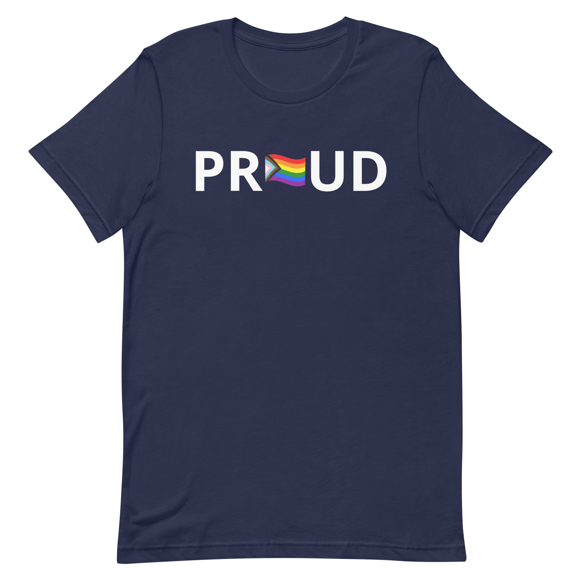 LGBTQ Pride T-Shirt - Progress Pride Proud Navy Pride unisex-staple-t-shirt-navy-front-63b9da21c7b0d