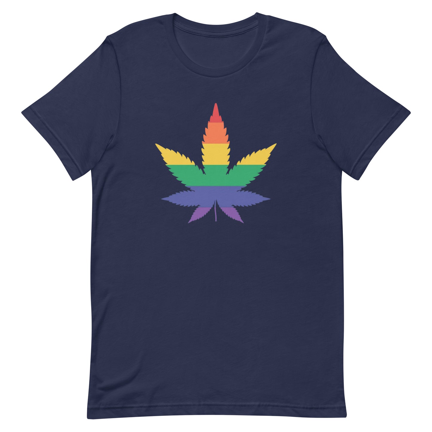 LGBTQ Pride T-Shirt - Weed Navy Pride unisex-staple-t-shirt-navy-front-63b9e3ef1b7b9