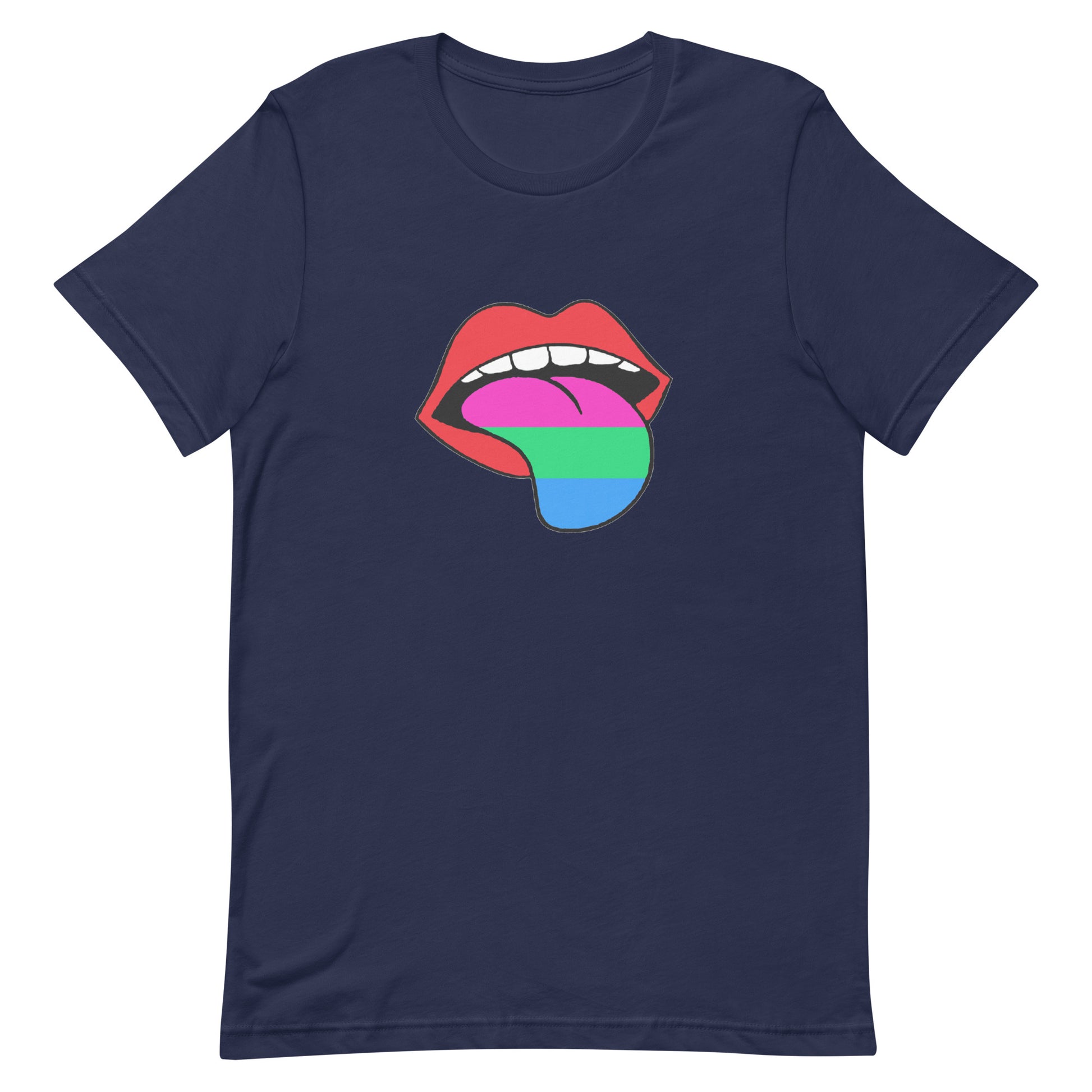 Polysexual Poly Pride T-Shirt - Tongue Navy Polysexual unisex-staple-t-shirt-navy-front-63ba1cf4a3370