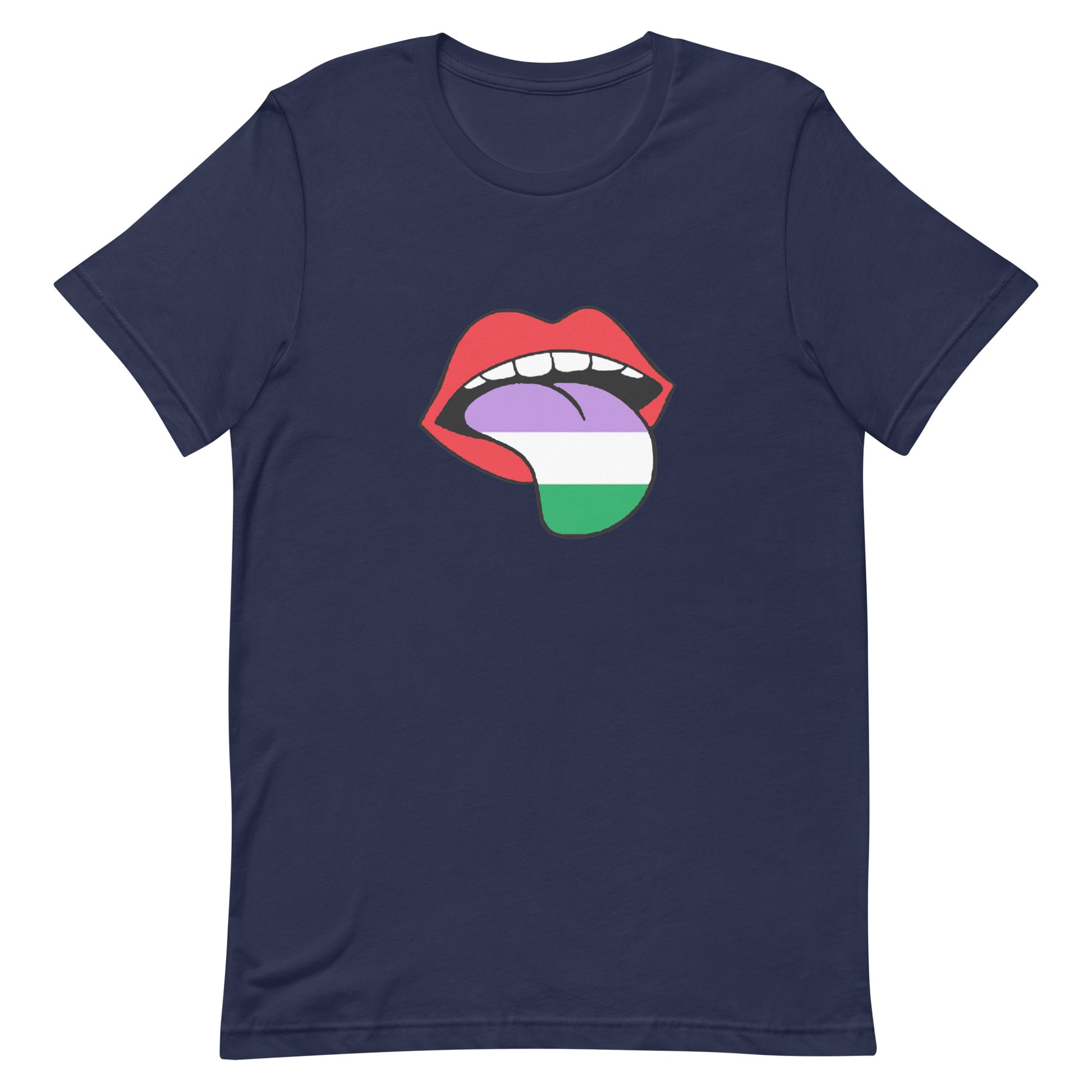 Genderqueer Pride Shirt - Tongue Navy Genderqueer unisex-staple-t-shirt-navy-front-63ba1e1e978e1