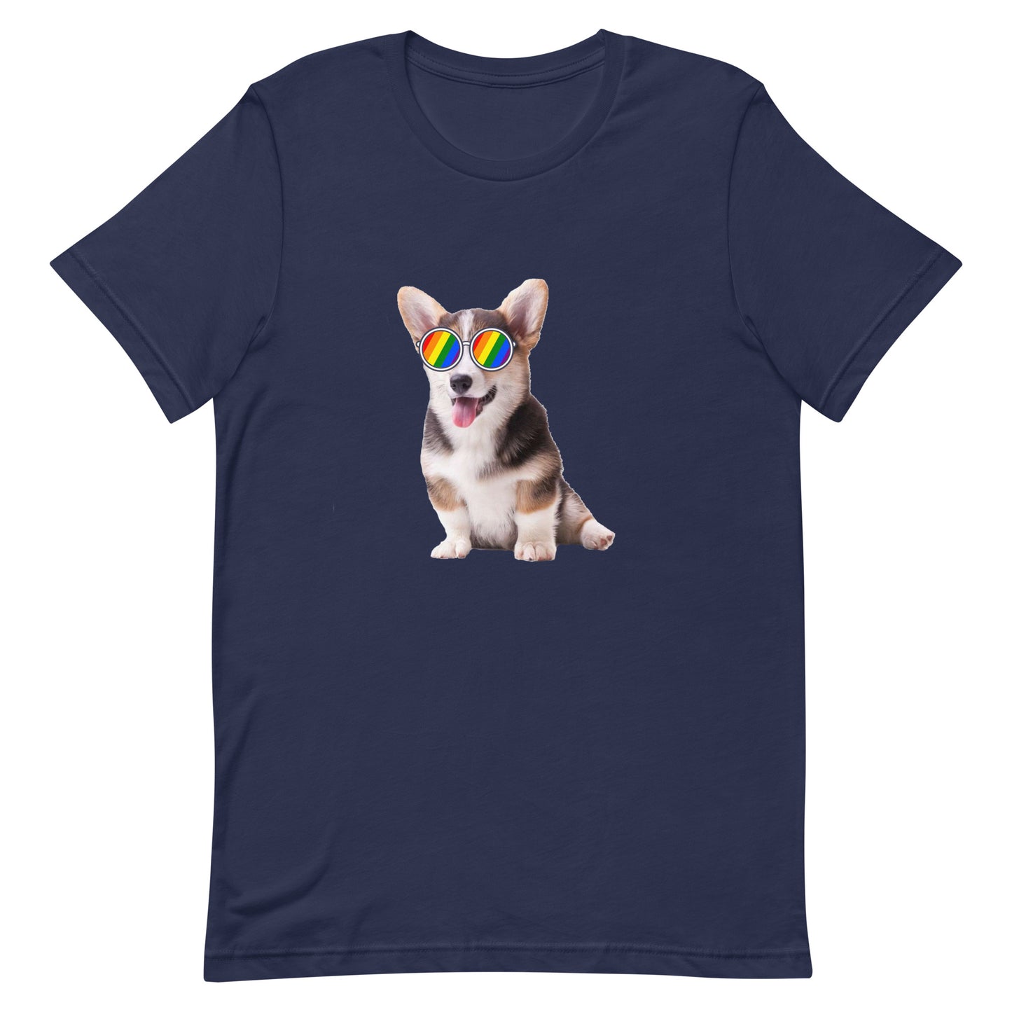 LGBTQ Pride T-Shirt - Corgi Navy unisex-staple-t-shirt-navy-front-63ebc715578fa