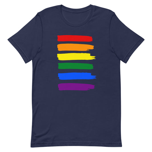 LGBTQ Pride T-Shirt - Paint Stripes Navy Pride unisex-staple-t-shirt-navy-front-63ec332b6e89b