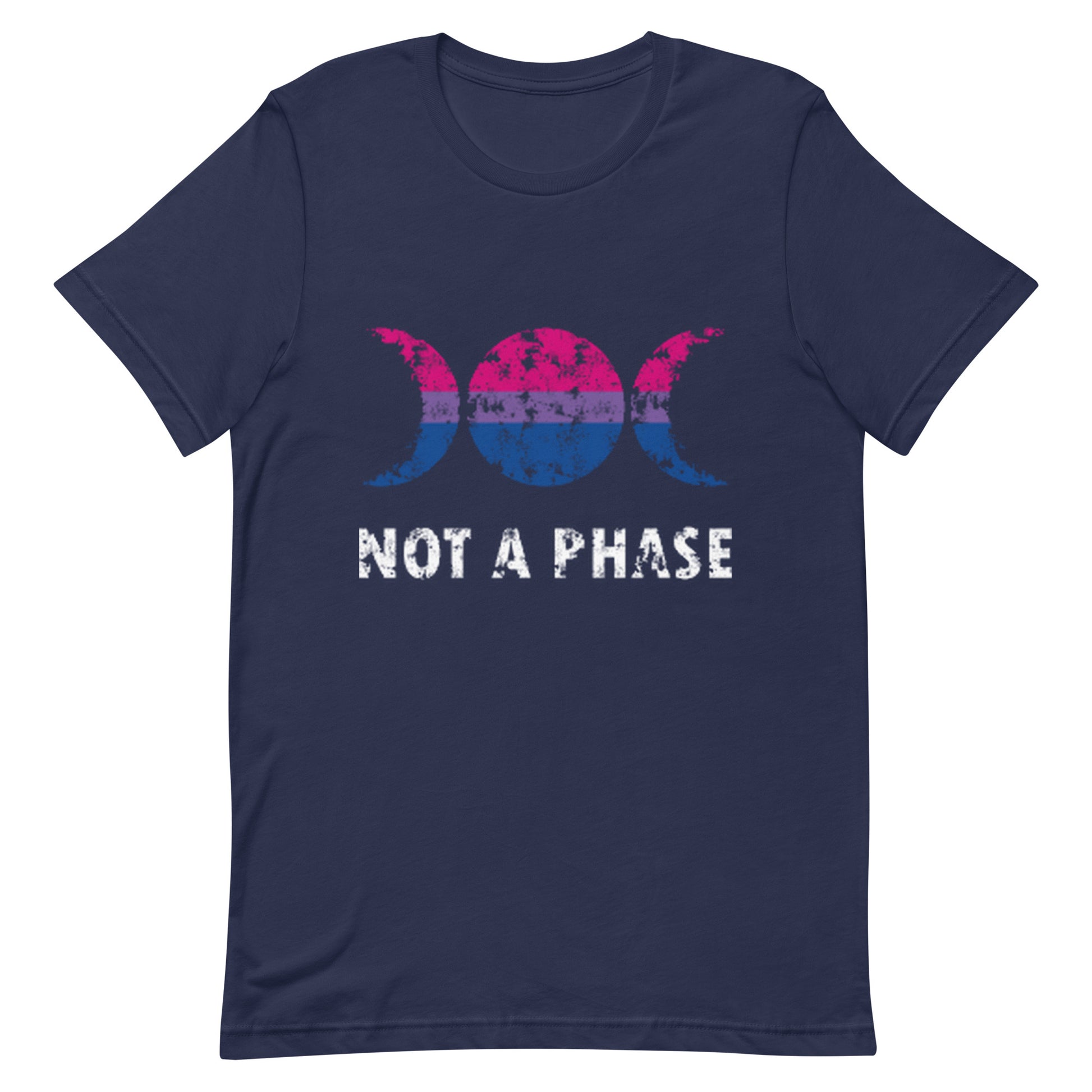 Bisexual Bi Pride Shirt Not A Phase Navy Bisexual unisex-staple-t-shirt-navy-front-63fa7cdeae6e1