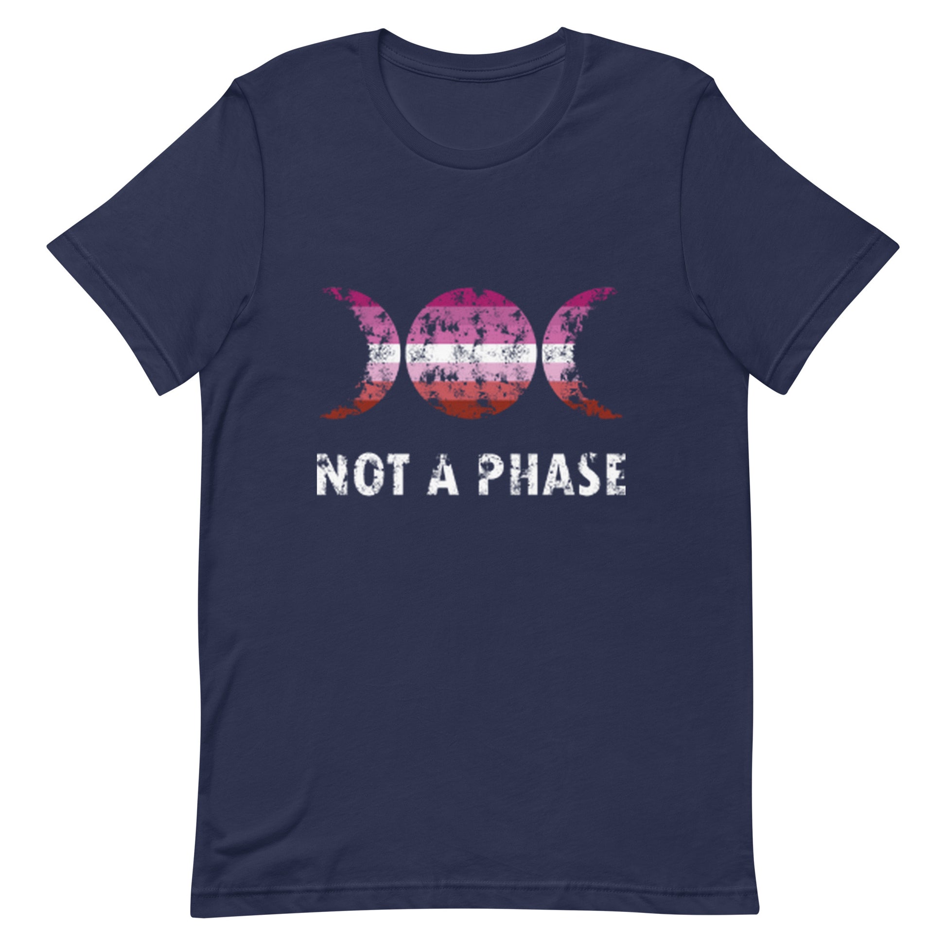 Lesbian Pride T-Shirt - Not A Phase Navy Lesbian unisex-staple-t-shirt-navy-front-63fa835f95dd6