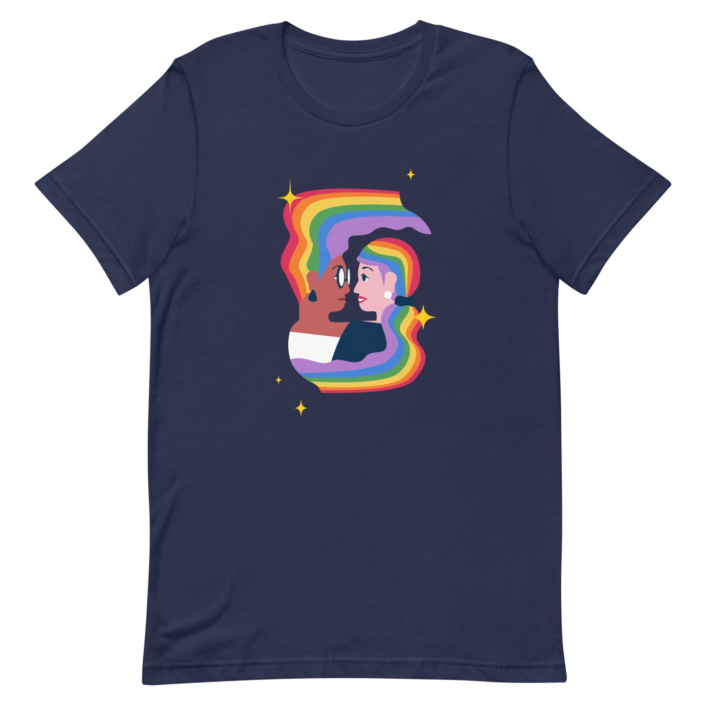 Lesbian Pride T-Shirt - Embrace Navy Lesbian unisex-staple-t-shirt-navy-front-63fff0b1ad174