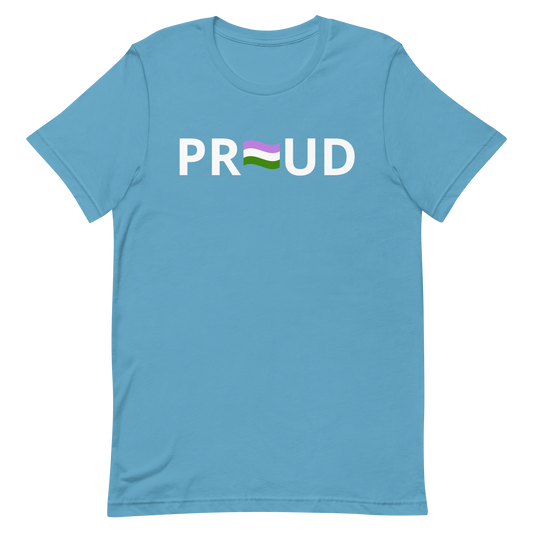 Genderqueer Pride Shirt - Proud Ocean Blue Genderqueer unisex-staple-t-shirt-ocean-blue-front-6312cd179581d