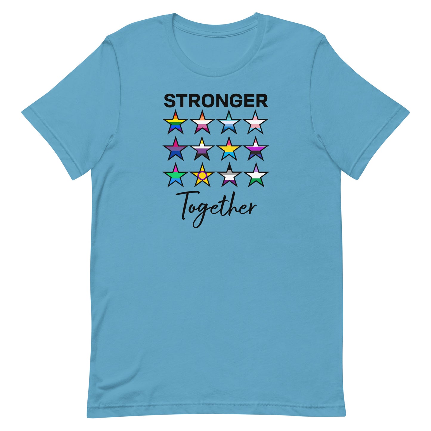 LGBTQ Pride T-Shirt - Stronger Together Ocean Blue Pride unisex-staple-t-shirt-ocean-blue-front-63b4e0fda7bd4