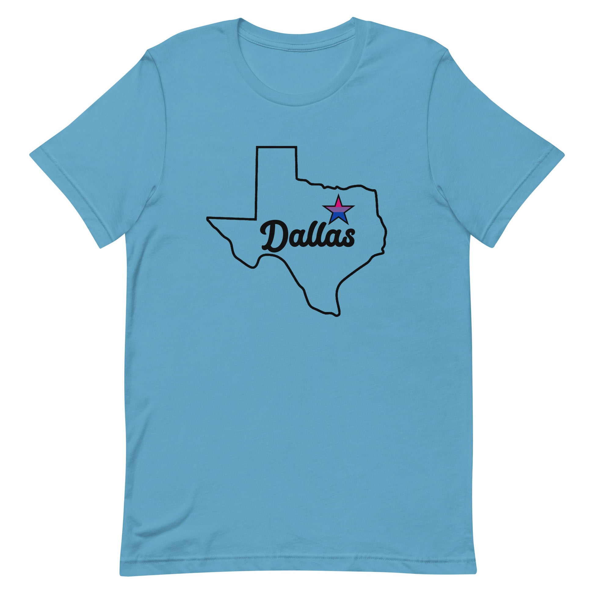 Dallas Texas Bisexual Star Tee Ocean Blue Bisexual unisex-staple-t-shirt-ocean-blue-front-63b628910b9a3