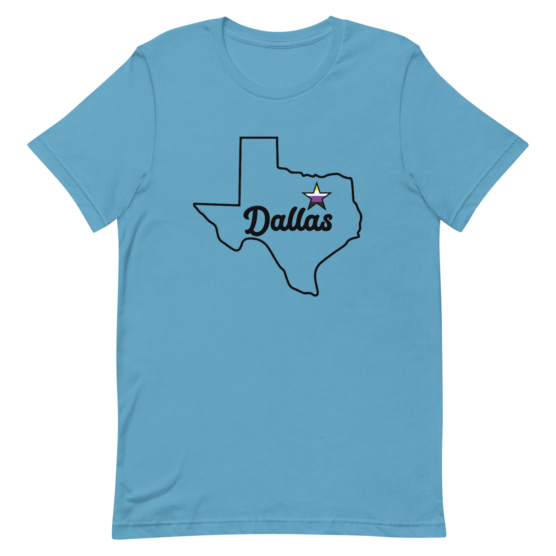 Dallas Texas Nonbinary Star Tee Ocean Blue Nonbinary unisex-staple-t-shirt-ocean-blue-front-63b62995ad692