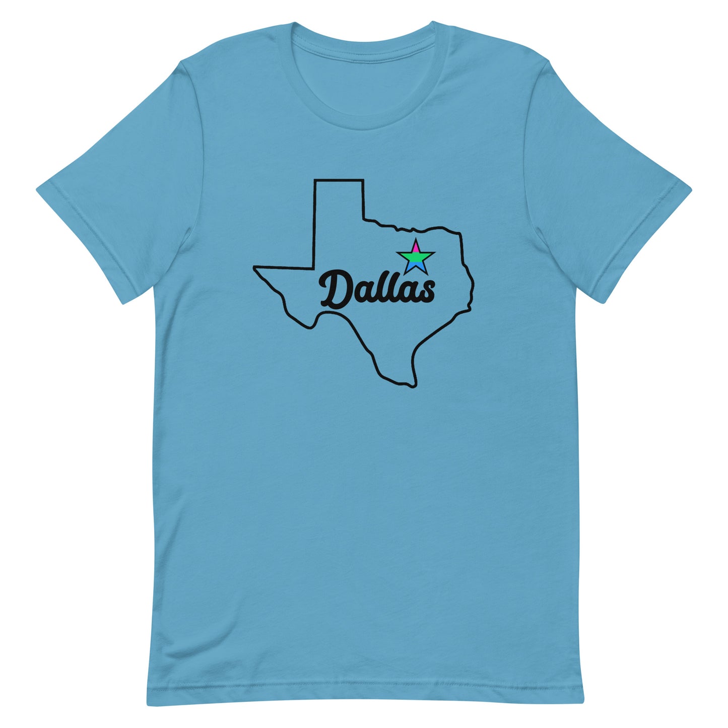 Dallas Texas Polysexual Star Tee Ocean Blue Polysexual unisex-staple-t-shirt-ocean-blue-front-63b629e687263