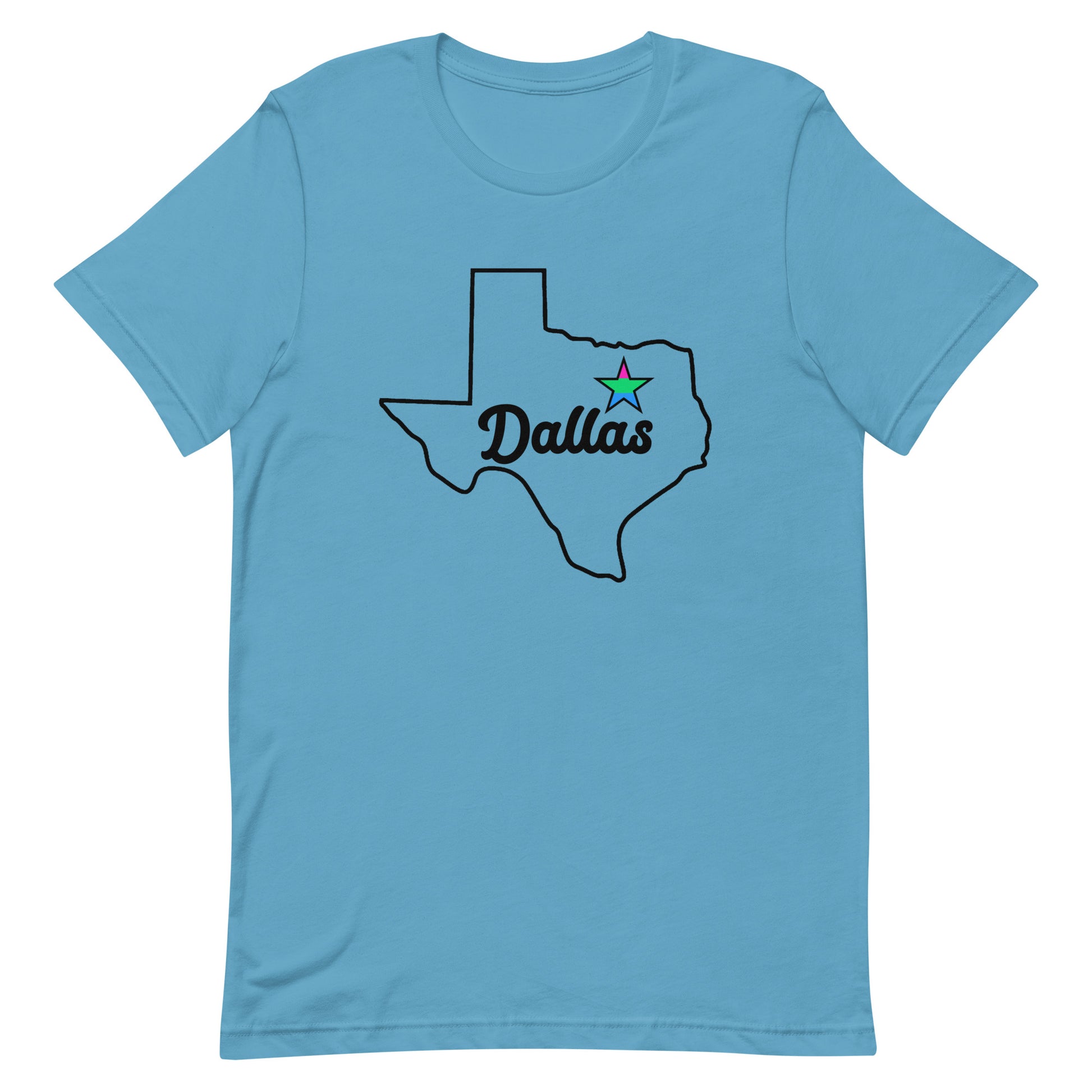 Dallas Texas Polysexual Star Tee Ocean Blue Polysexual unisex-staple-t-shirt-ocean-blue-front-63b629e687263