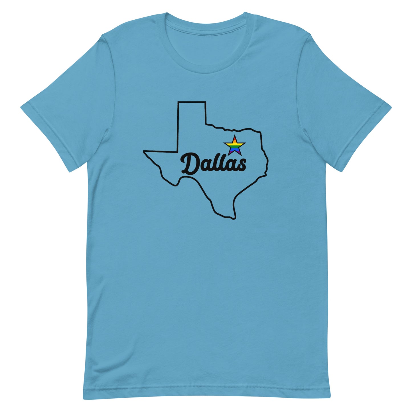 Dallas Texas LGBT Pride Star Tee Ocean Blue Pride unisex-staple-t-shirt-ocean-blue-front-63b6359032e5a