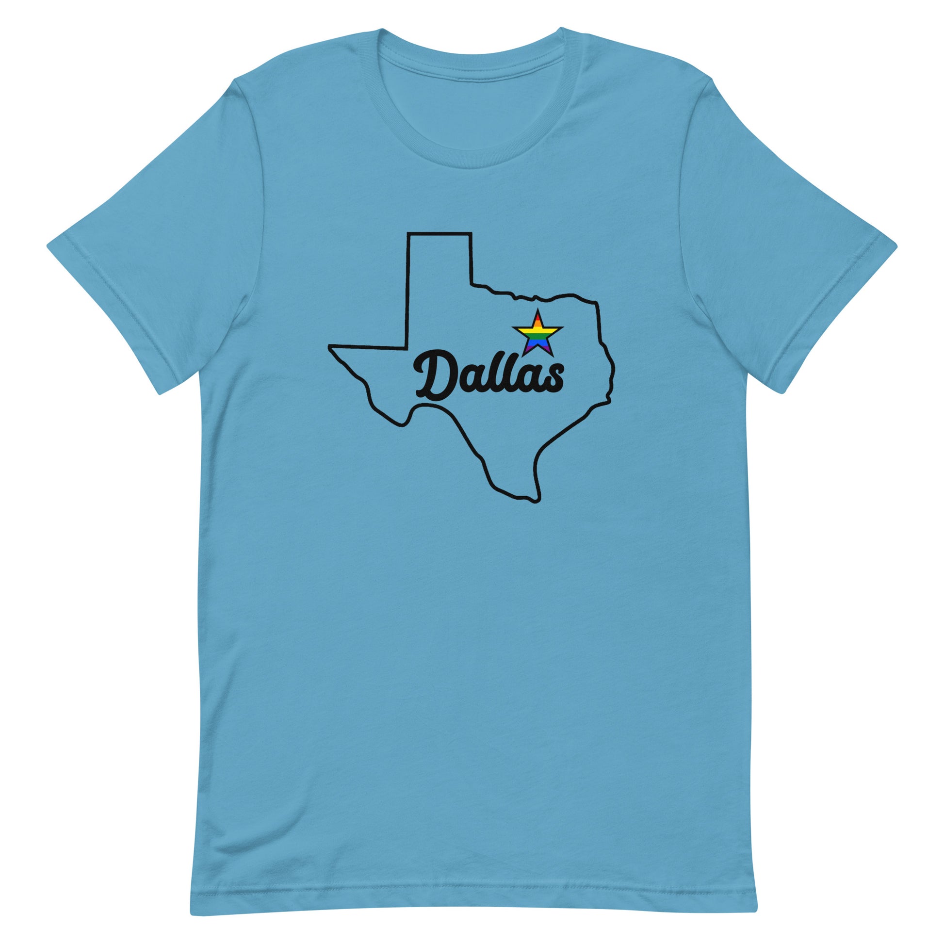 Dallas Texas LGBT Pride Star Tee Ocean Blue Pride unisex-staple-t-shirt-ocean-blue-front-63b6359032e5a