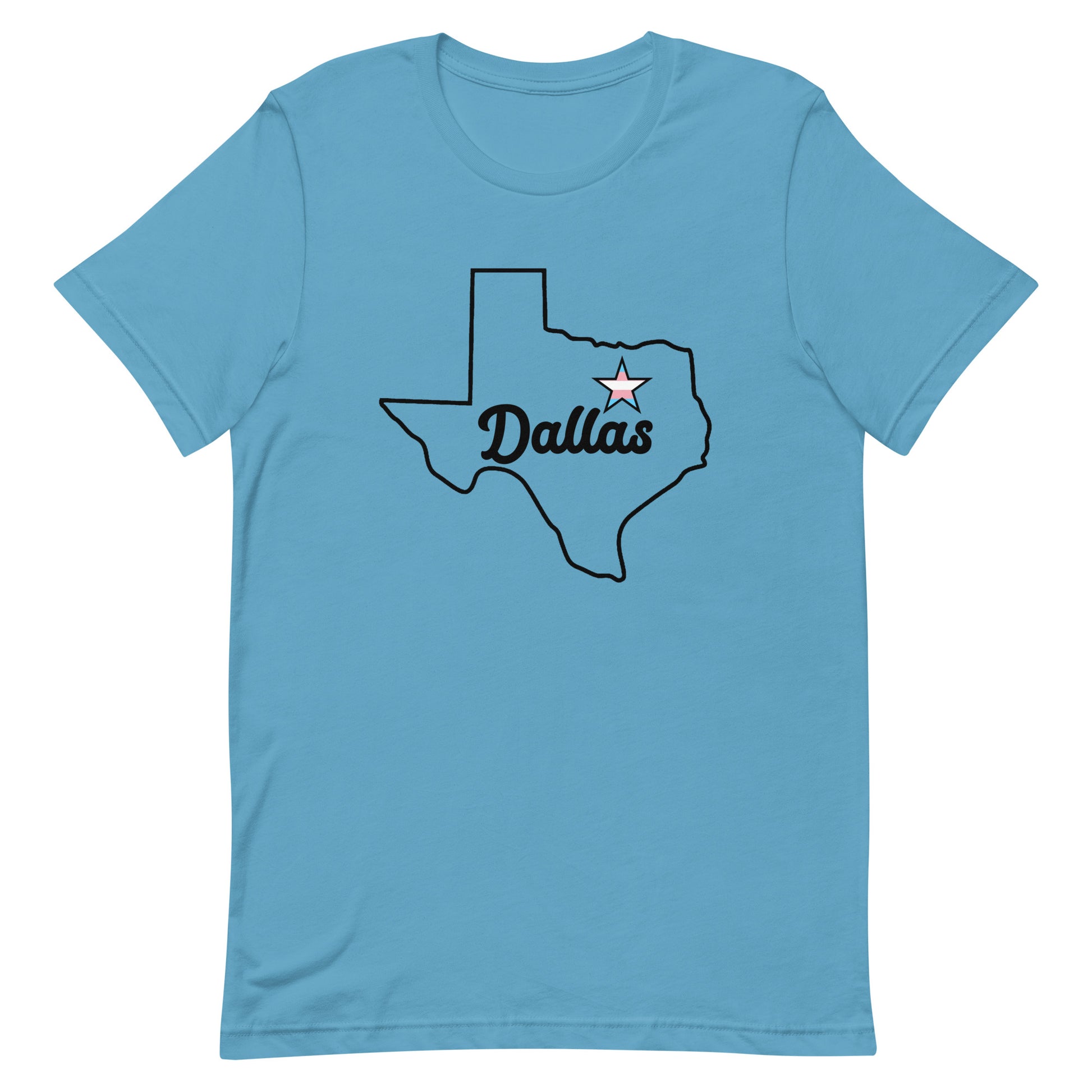 Dallas Texas Transgender Star Tee Ocean Blue Transgender unisex-staple-t-shirt-ocean-blue-front-63b635c9d1021