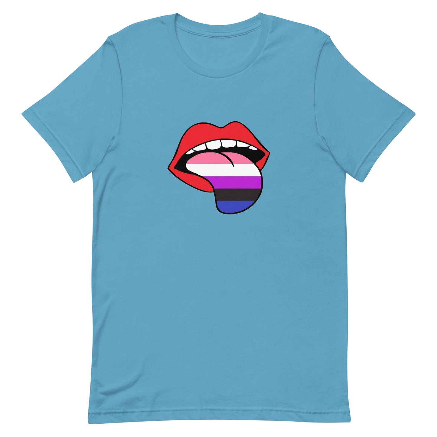 Genderfluid Pride Shirt - Tongue Ocean Blue Genderfluid unisex-staple-t-shirt-ocean-blue-front-63b77f7fc9f2f