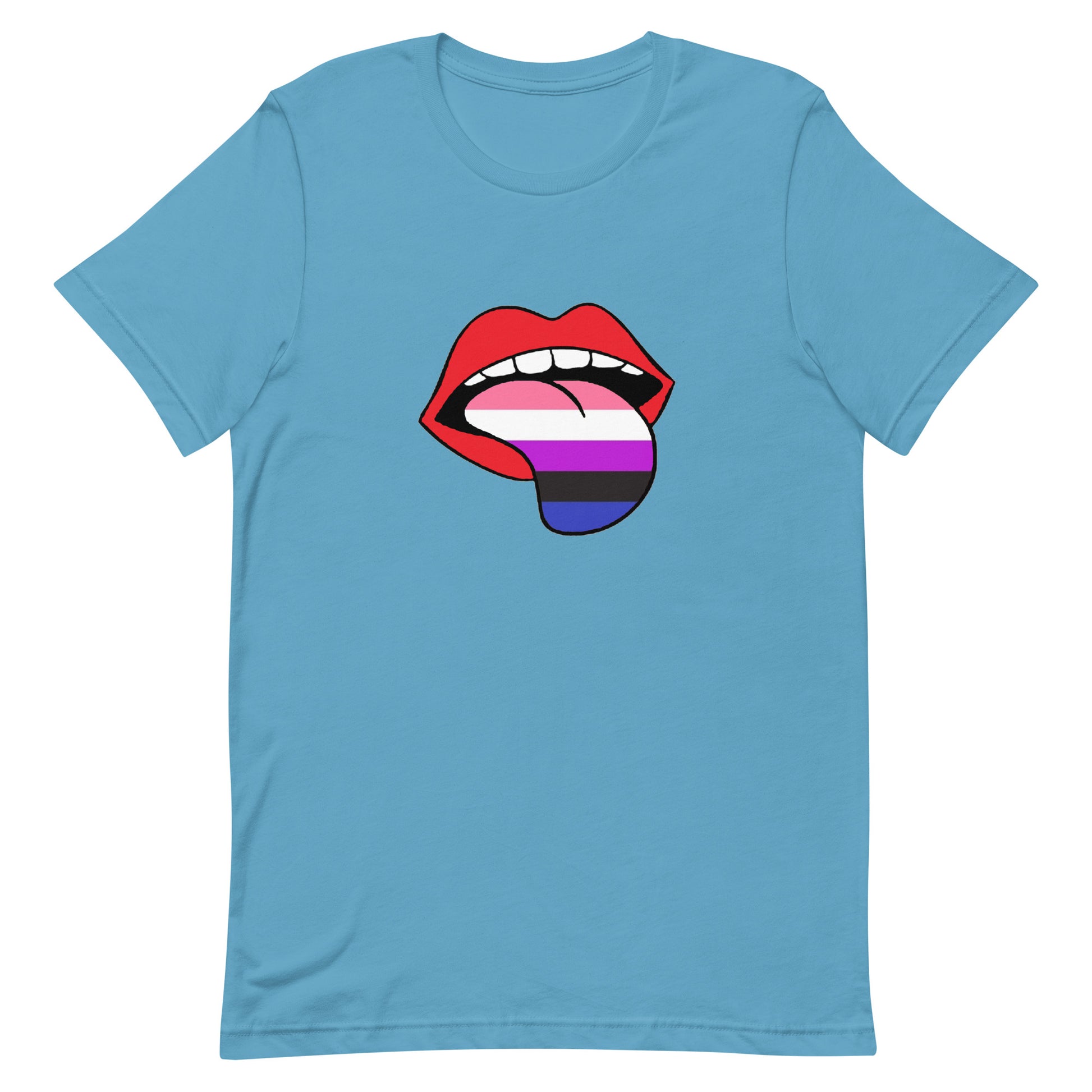 Genderfluid Pride Shirt - Tongue Ocean Blue Genderfluid unisex-staple-t-shirt-ocean-blue-front-63b77f7fc9f2f