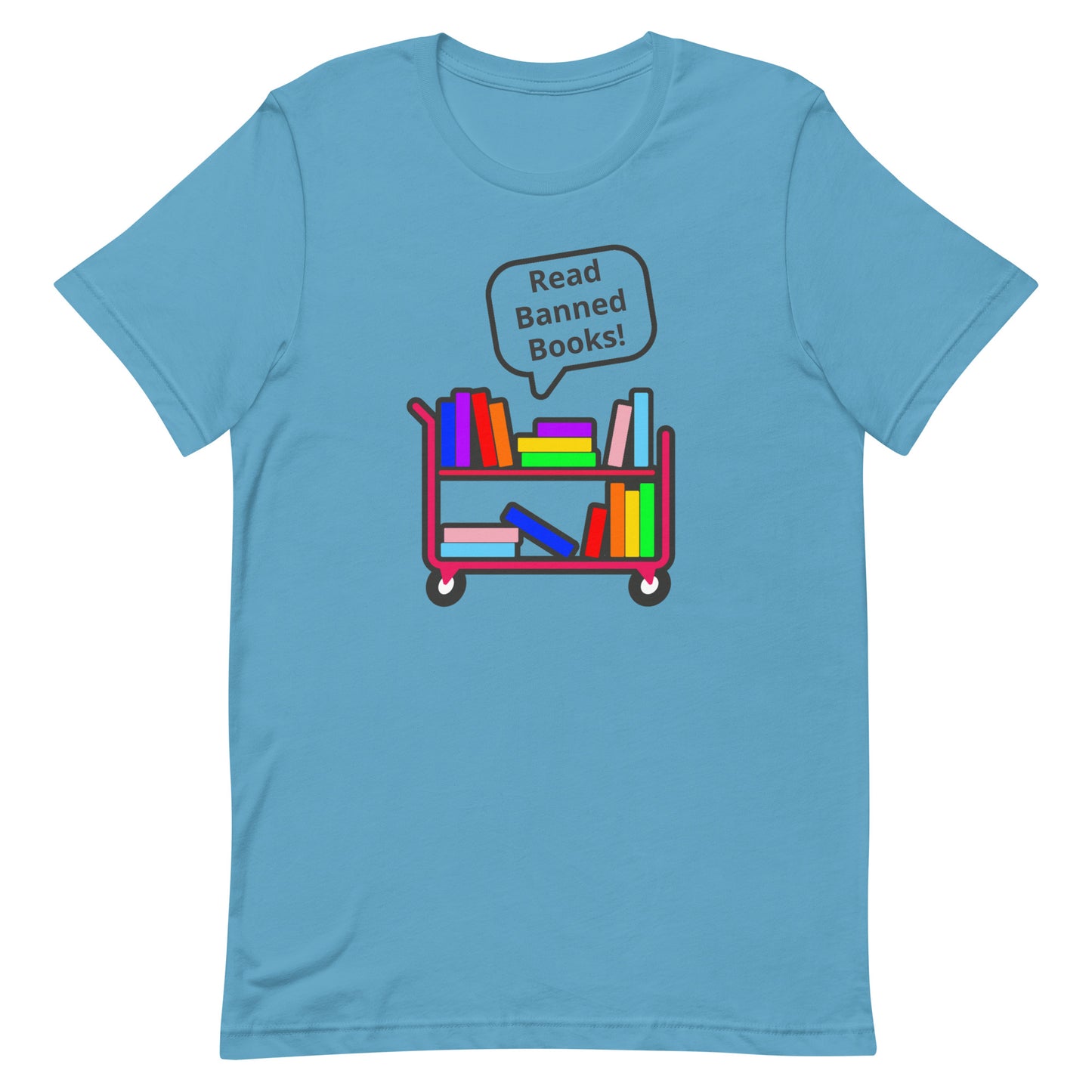 Read Banned Books Tee Ocean Blue unisex-staple-t-shirt-ocean-blue-front-63b8974ab30c4