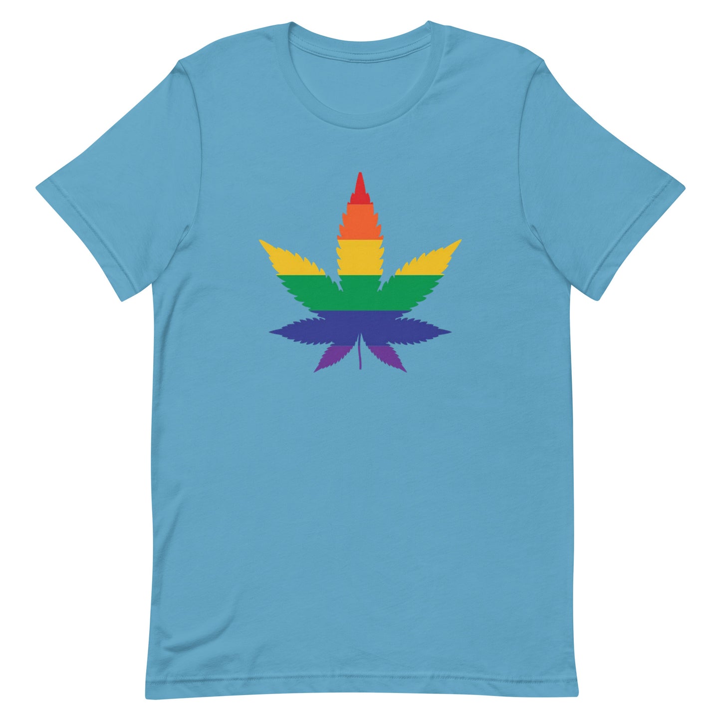 LGBTQ Pride T-Shirt - Weed Ocean Blue Pride unisex-staple-t-shirt-ocean-blue-front-63b9e3ef23095