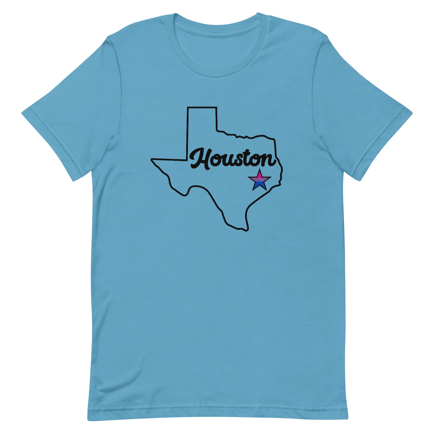 Houston Texas Bisexual Star Tee Ocean Blue Bisexual unisex-staple-t-shirt-ocean-blue-front-63ba184e86957