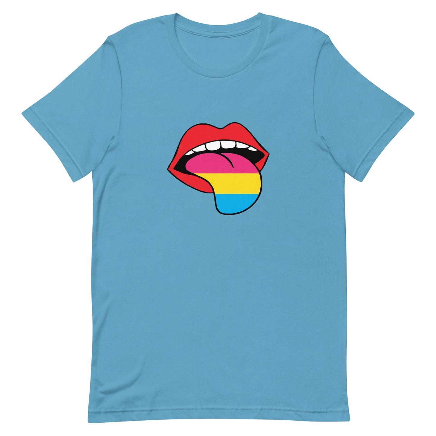 Pansexual Pan Pride T-Shirt - Tongue Ocean Blue Pansexual unisex-staple-t-shirt-ocean-blue-front-63ba1b65c0f32