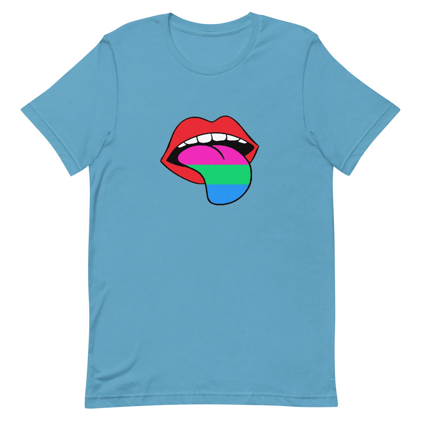 Polysexual Poly Pride T-Shirt - Tongue Ocean Blue Polysexual unisex-staple-t-shirt-ocean-blue-front-63ba1cf4b98cb