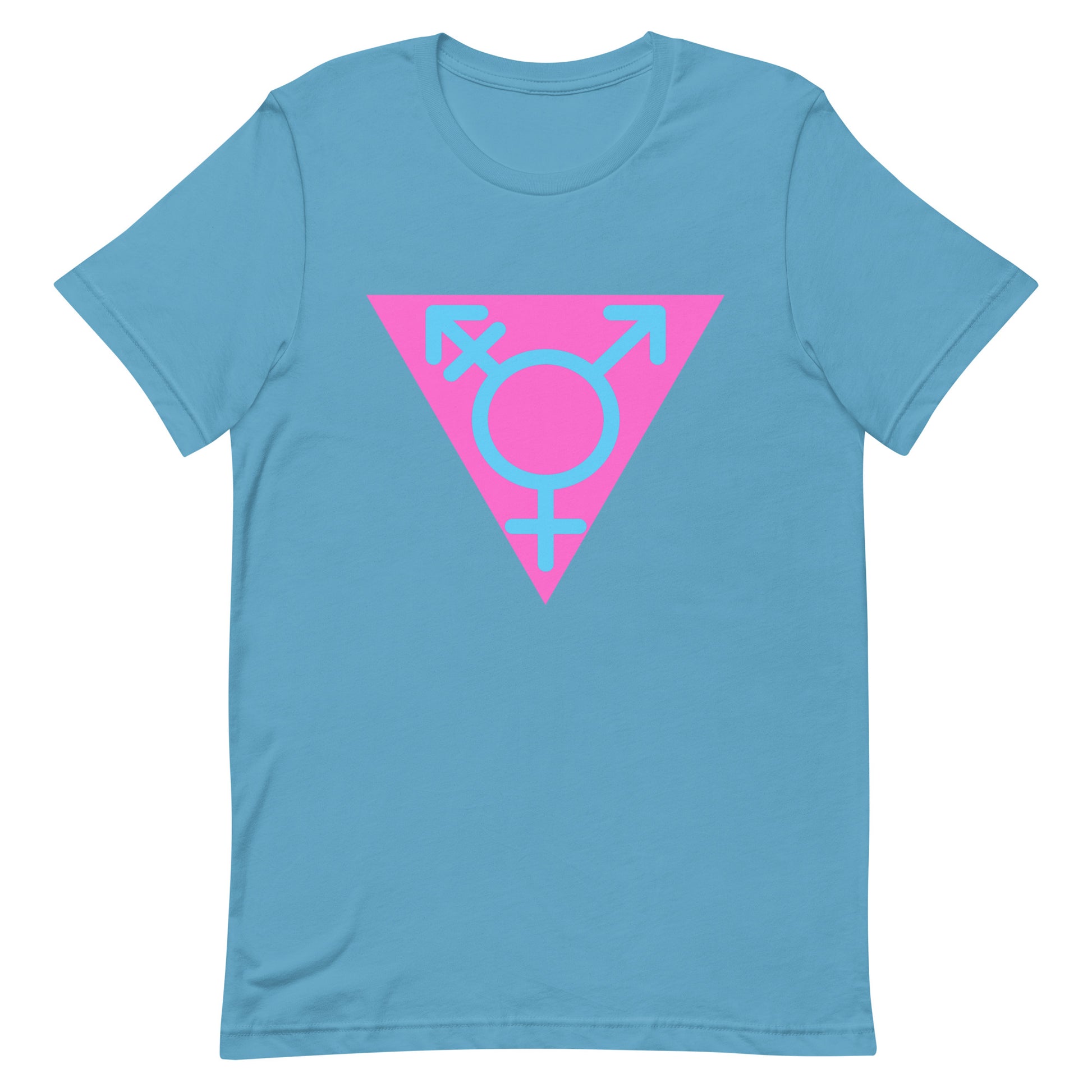 Transgender Trans Pride T-Shirt - Symbol Triangle Ocean Blue Transgender unisex-staple-t-shirt-ocean-blue-front-63d72d4d6eacb